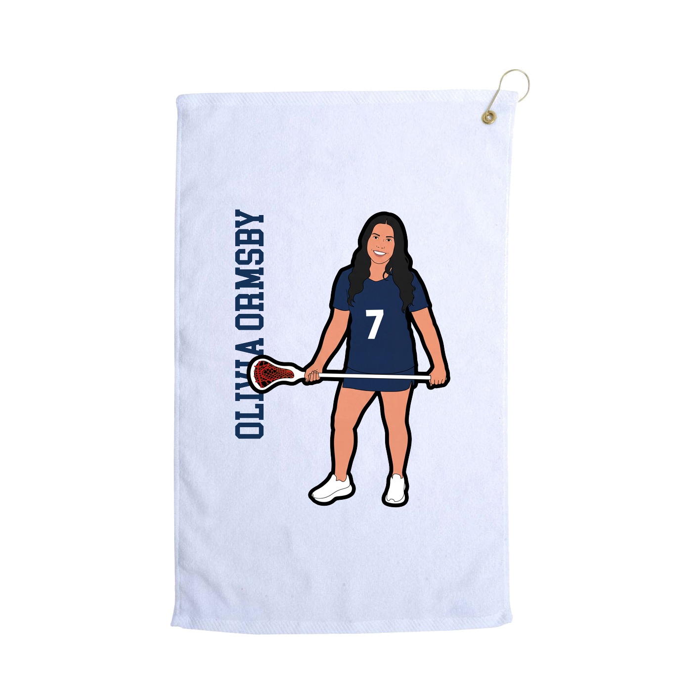 Golf Towel — Name Vertical in White