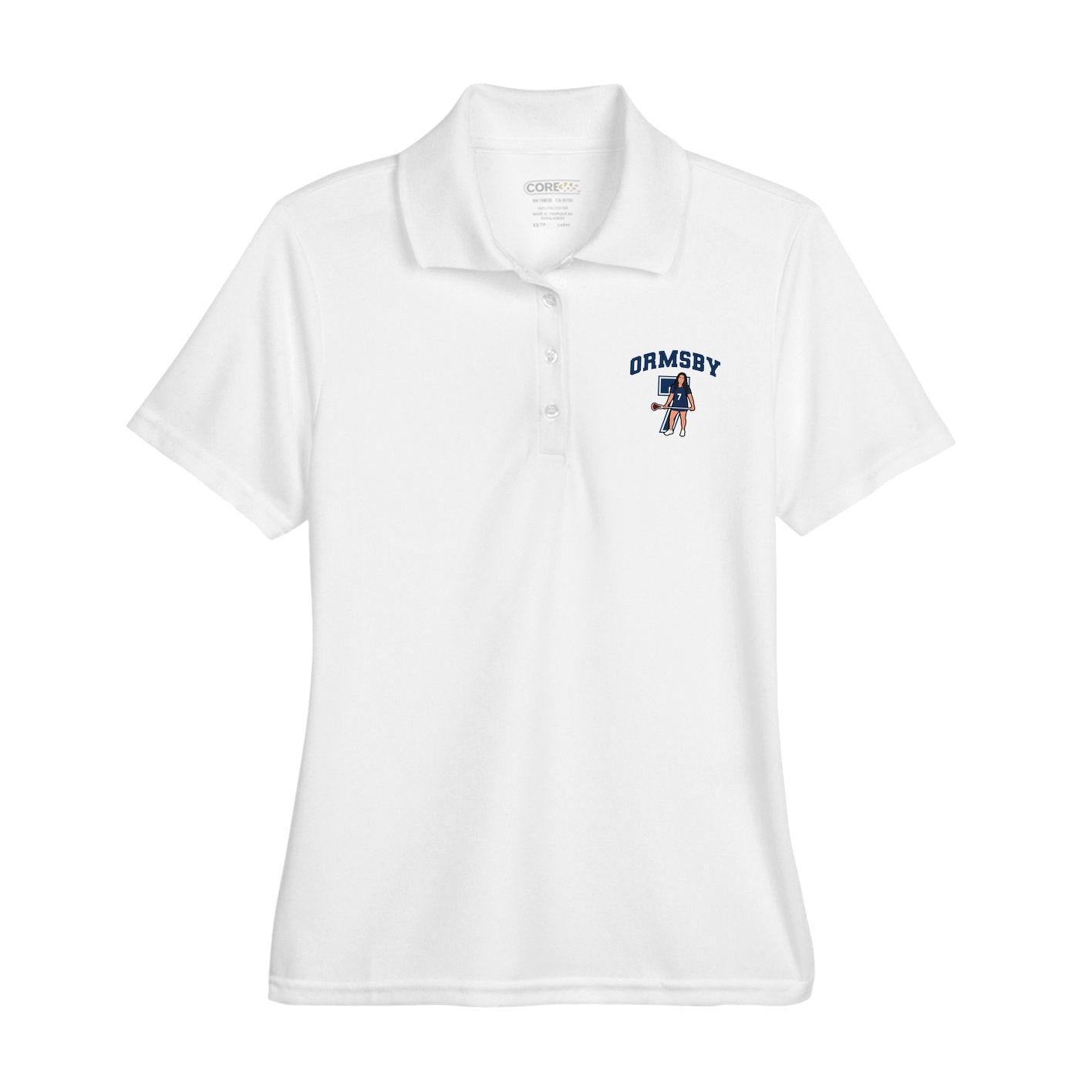 Womens Performance Polo — Number in White