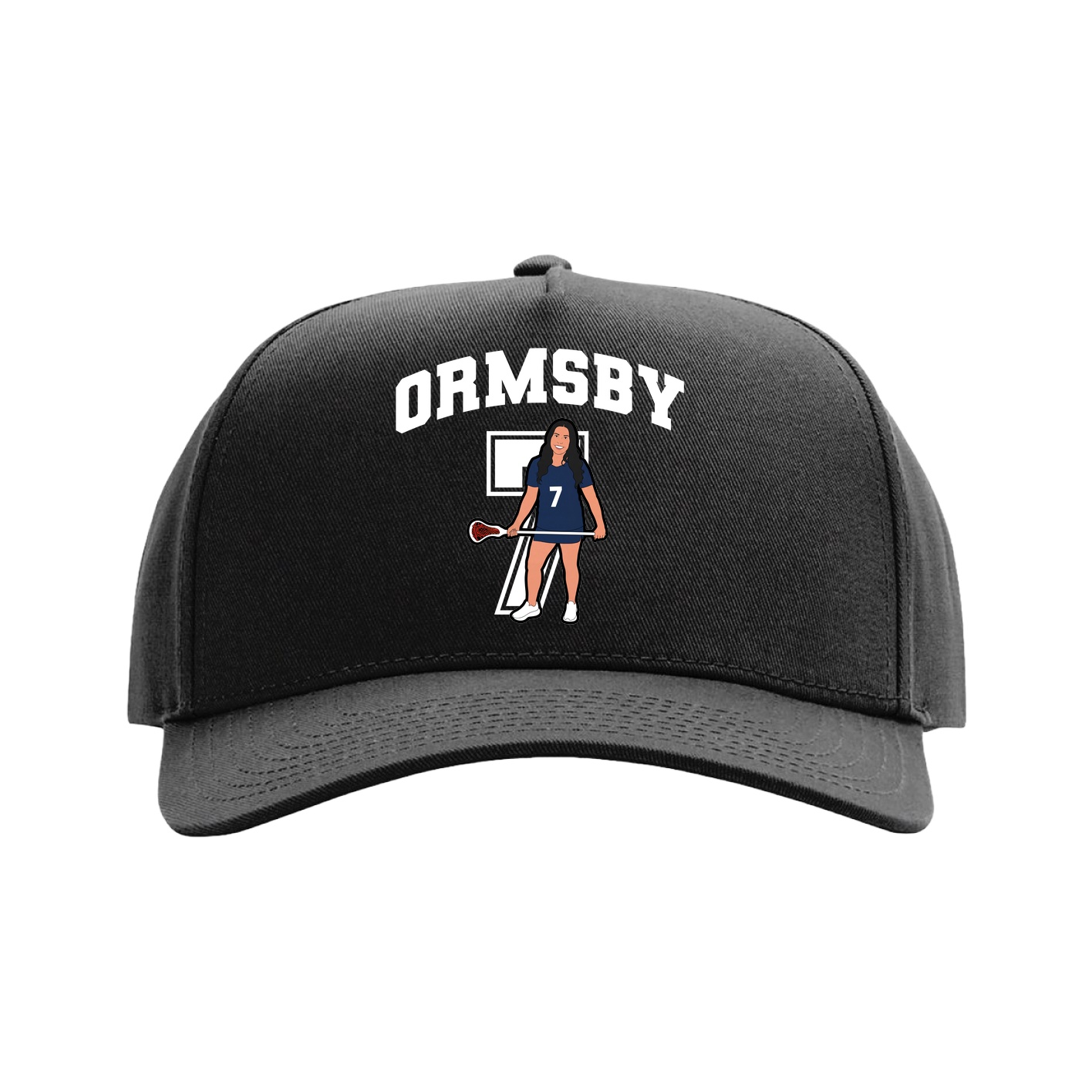 Full Fabric Five-Panel Champ Cap — Number in Black