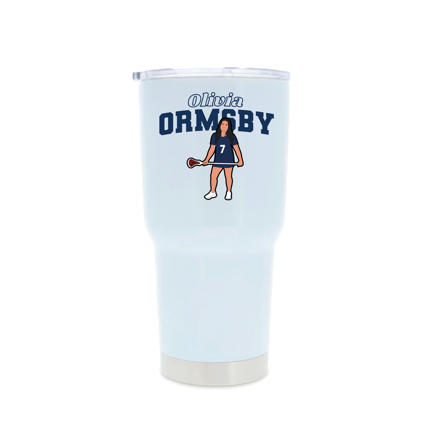 30oz Stainless Steel Tumbler — Name Arch in White