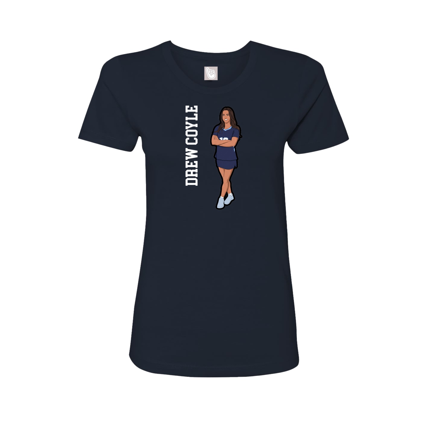Fitted Women's Tee — Name Vertical in Navy
