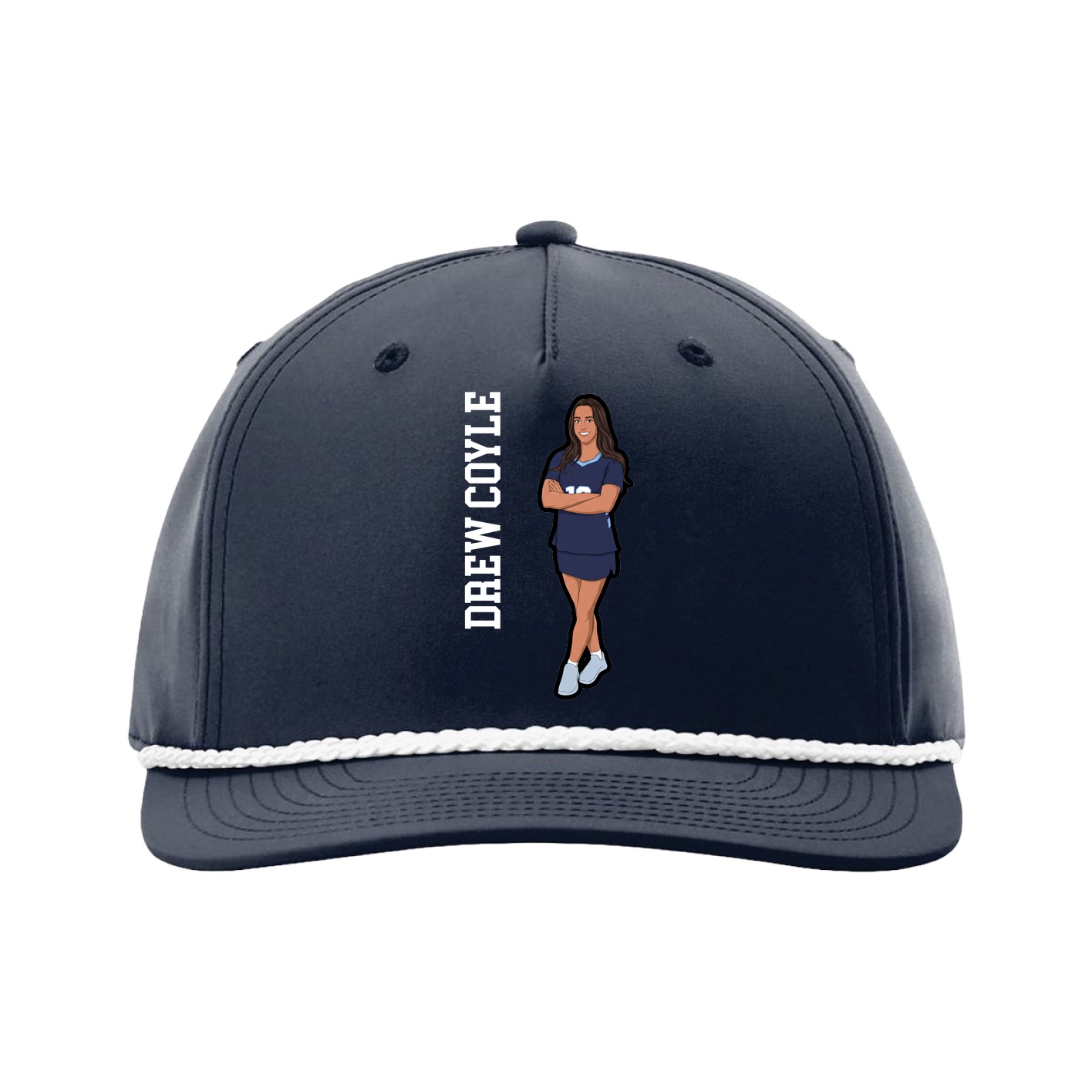Five-Panel Classic Rope Cap — Name Vertical in Navy