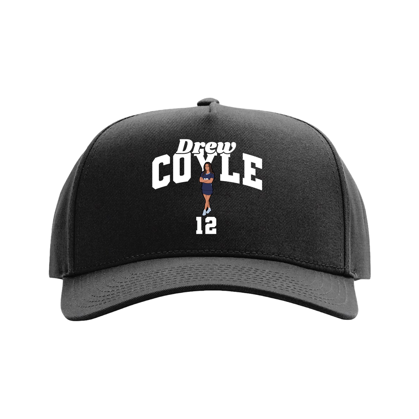 Full Fabric Five-Panel Champ Cap — Signature Arch in Black