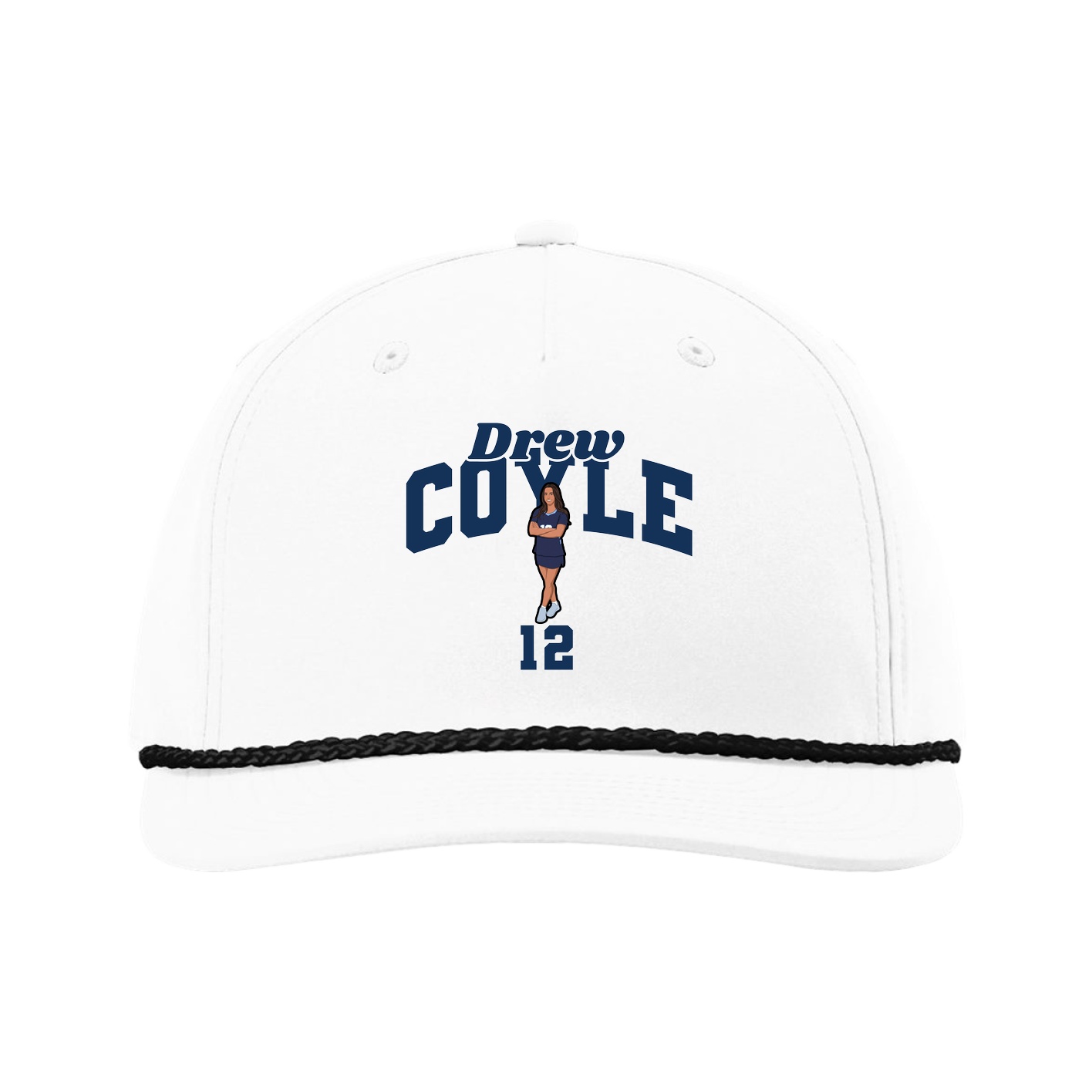 Five-Panel Classic Rope Cap — Signature Arch in White