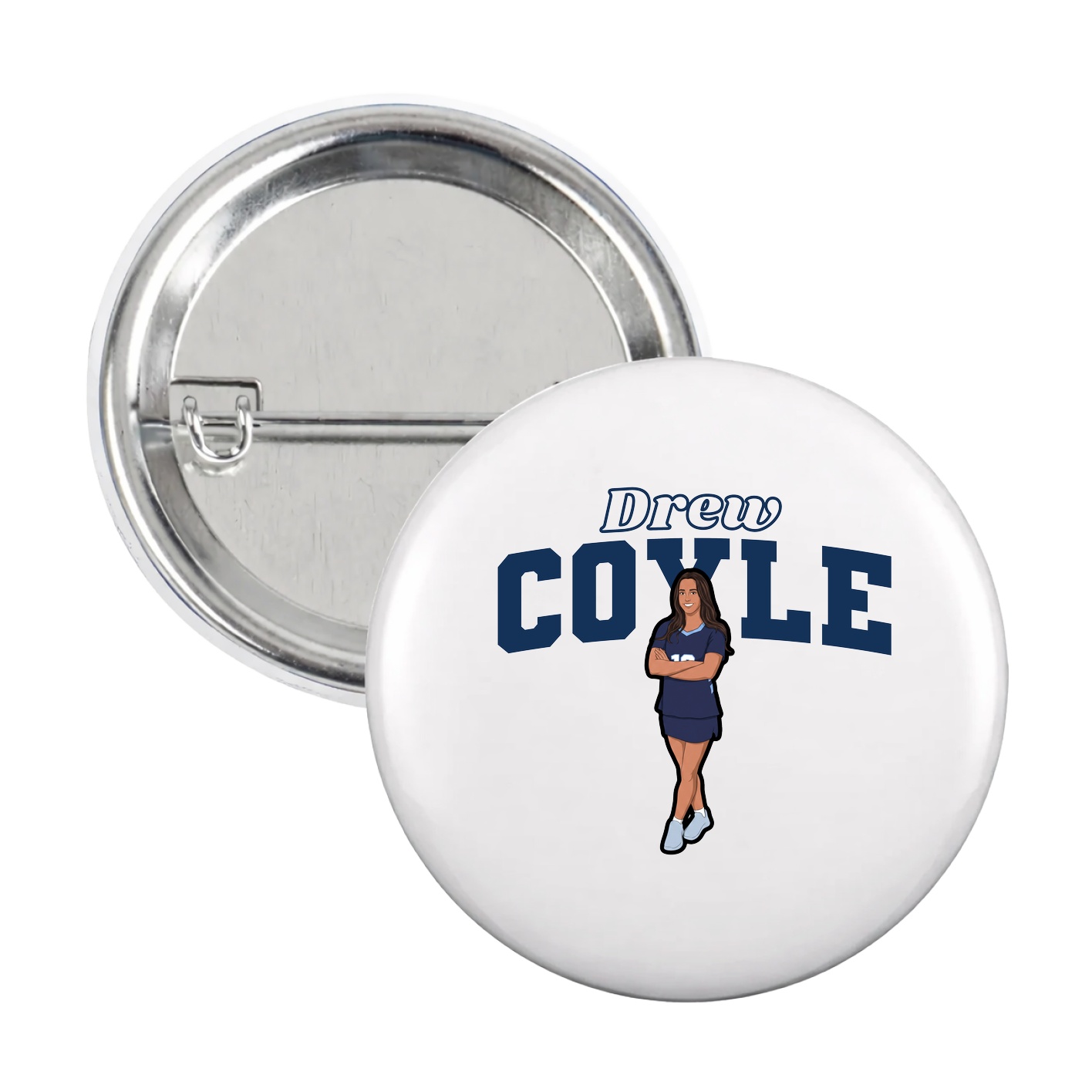Game Day Button — Name Arch in White
