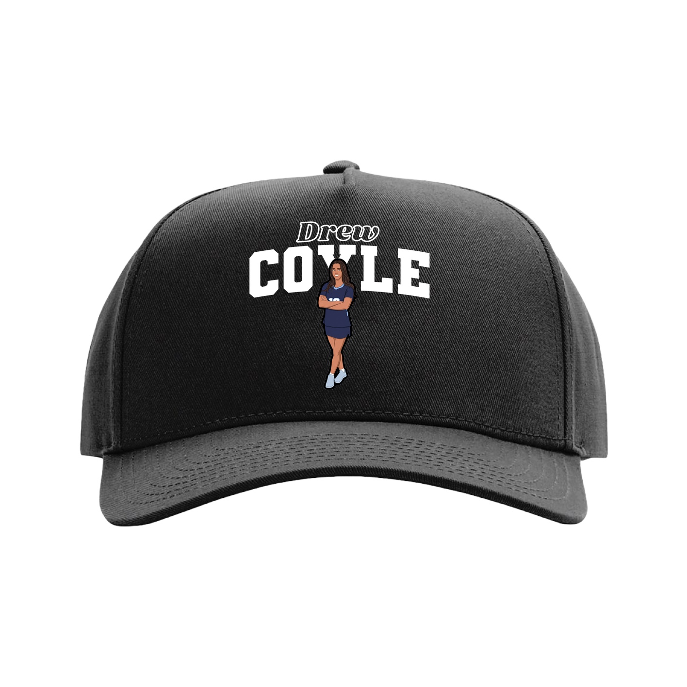 Full Fabric Five-Panel Champ Cap — Name Arch in Black