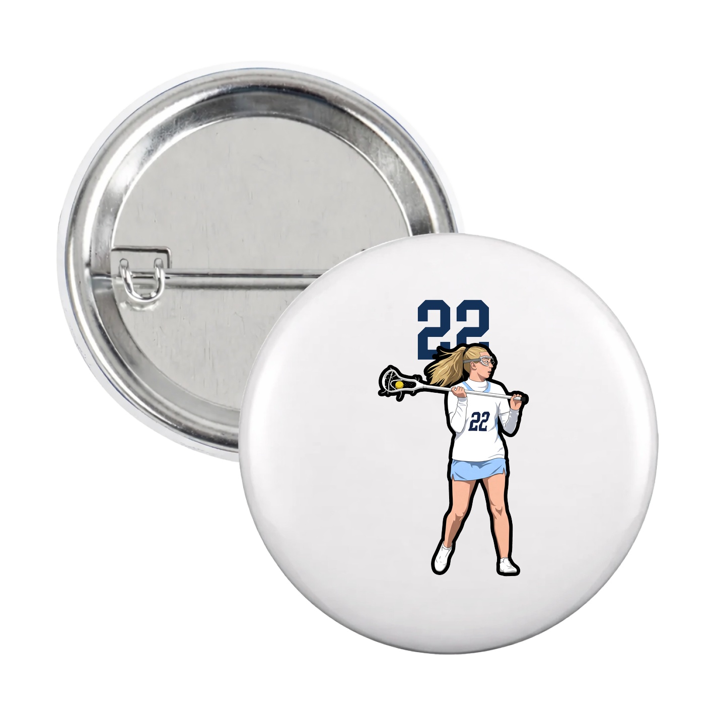 Game Day Button — Number Top in White