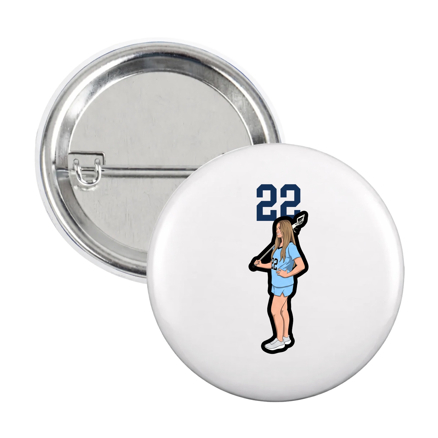 Game Day Button — Number Top in White