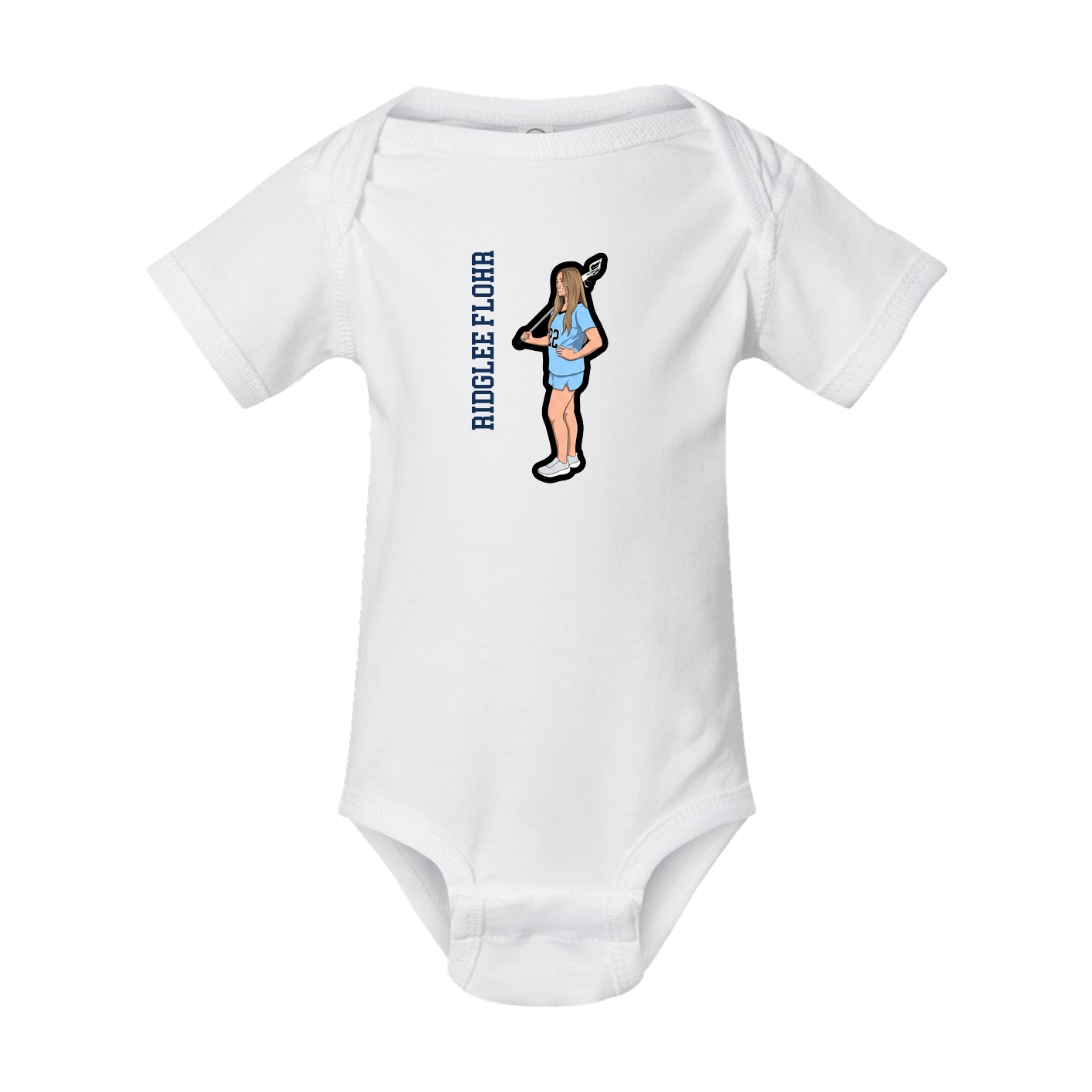 Baby Onesie — Name Vertical in White