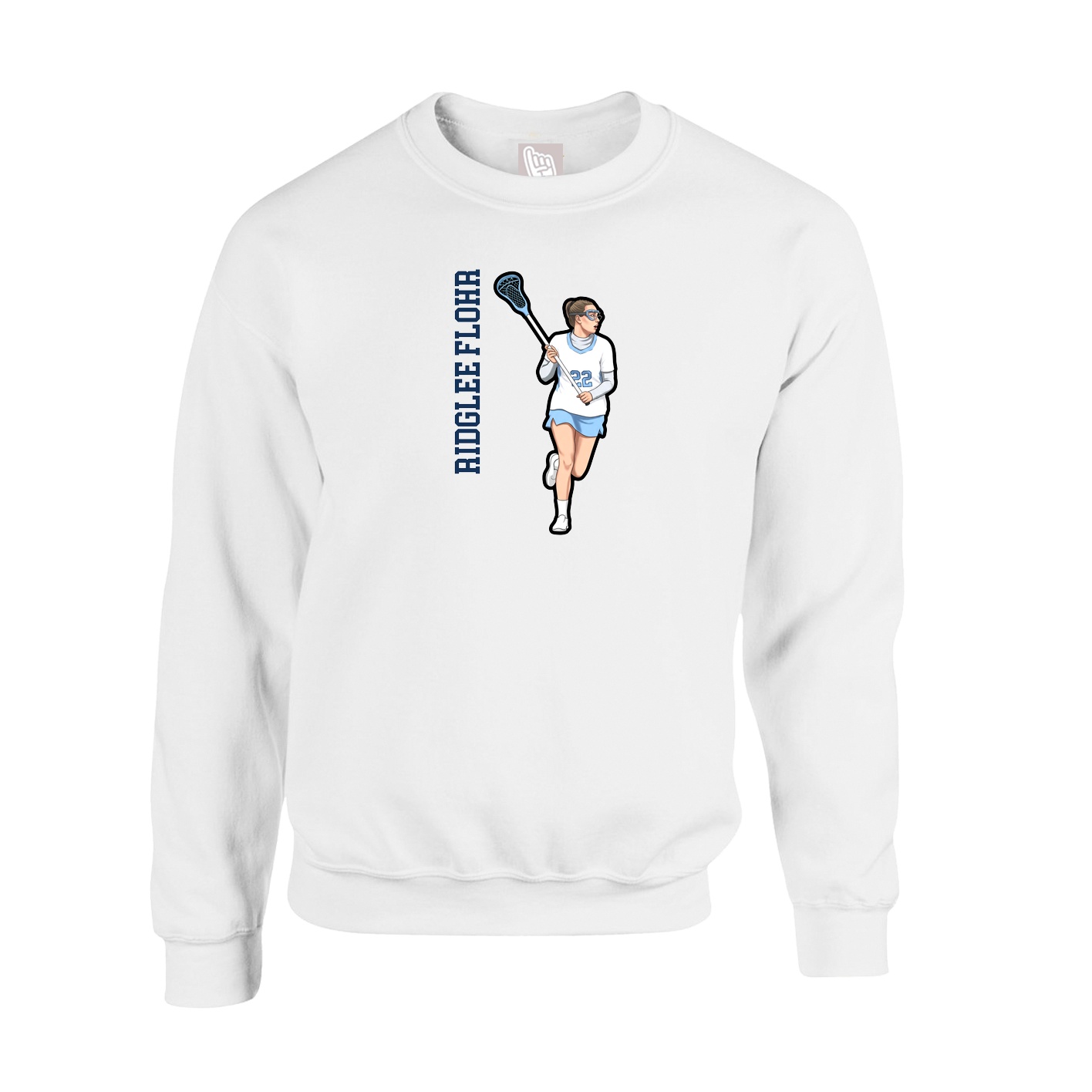 Fleece Crew — Name Vertical in White
