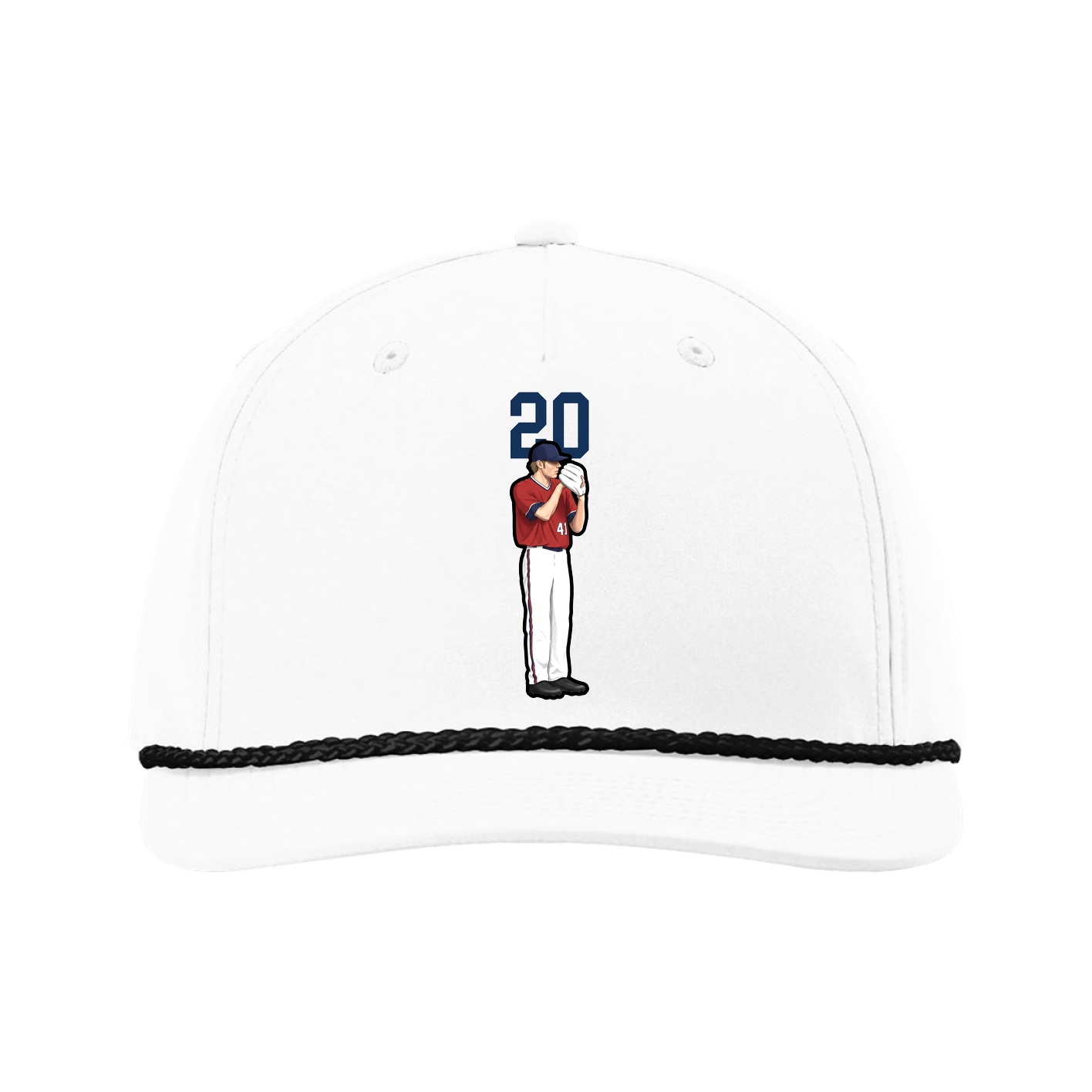 Five-Panel Classic Rope Cap — Number Top in White