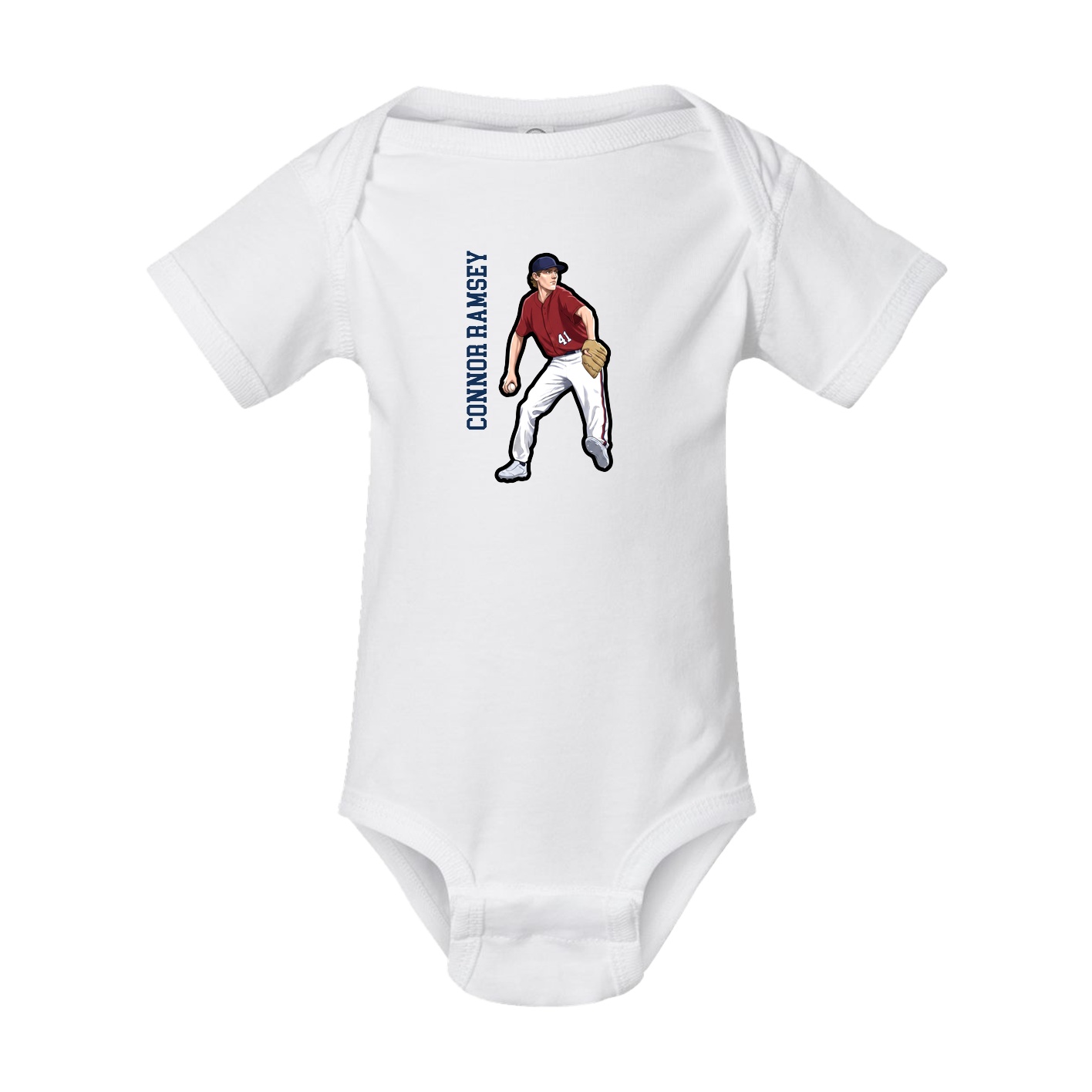 Baby Onesie — Name Vertical in White
