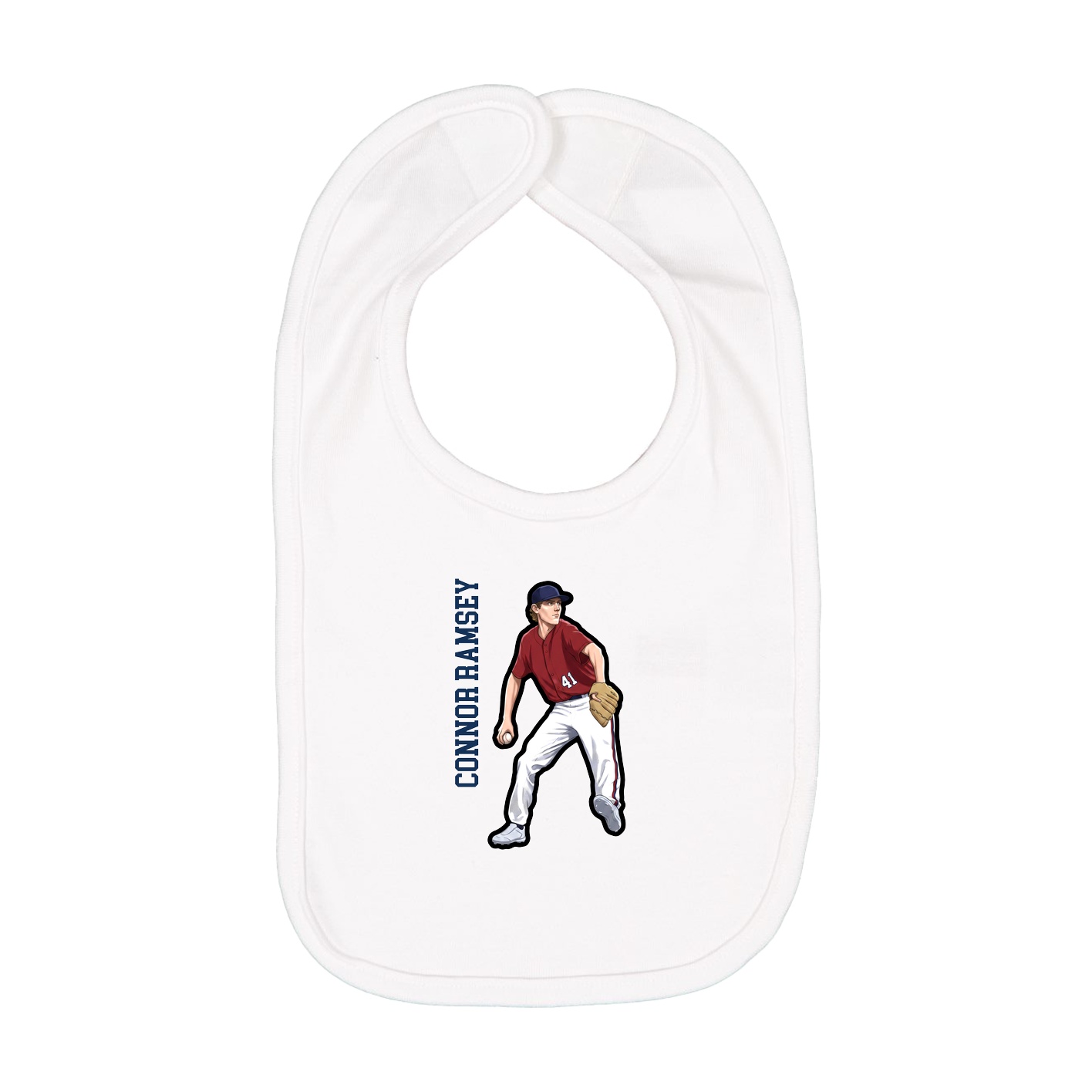 Infant Bib — Name Vertical in White