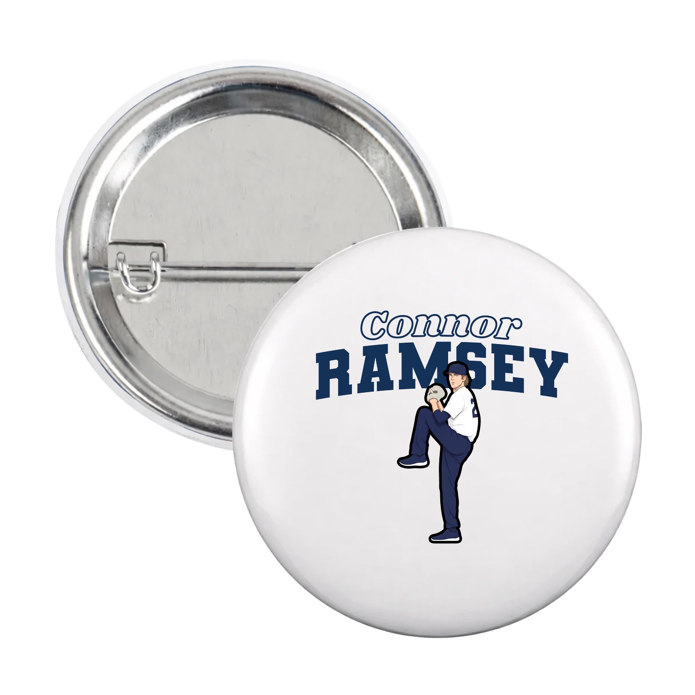 Game Day Button — Name Arch in White