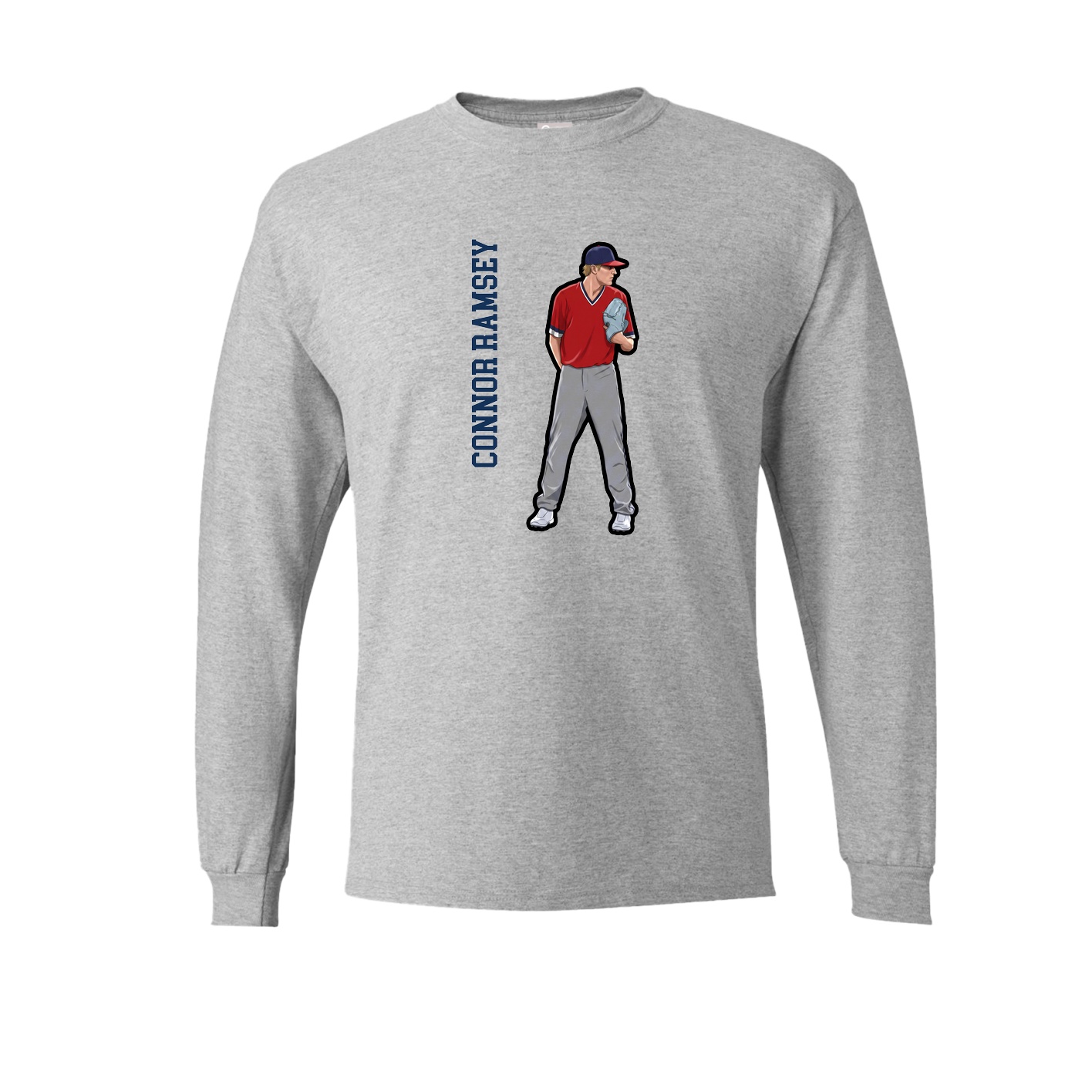 Long Sleeve Tee — Name Vertical in Grey