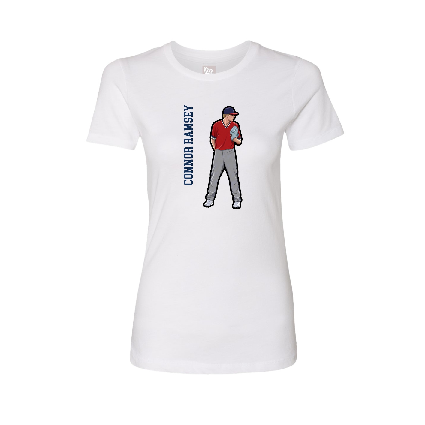 Fitted Women's Tee — Name Vertical in White