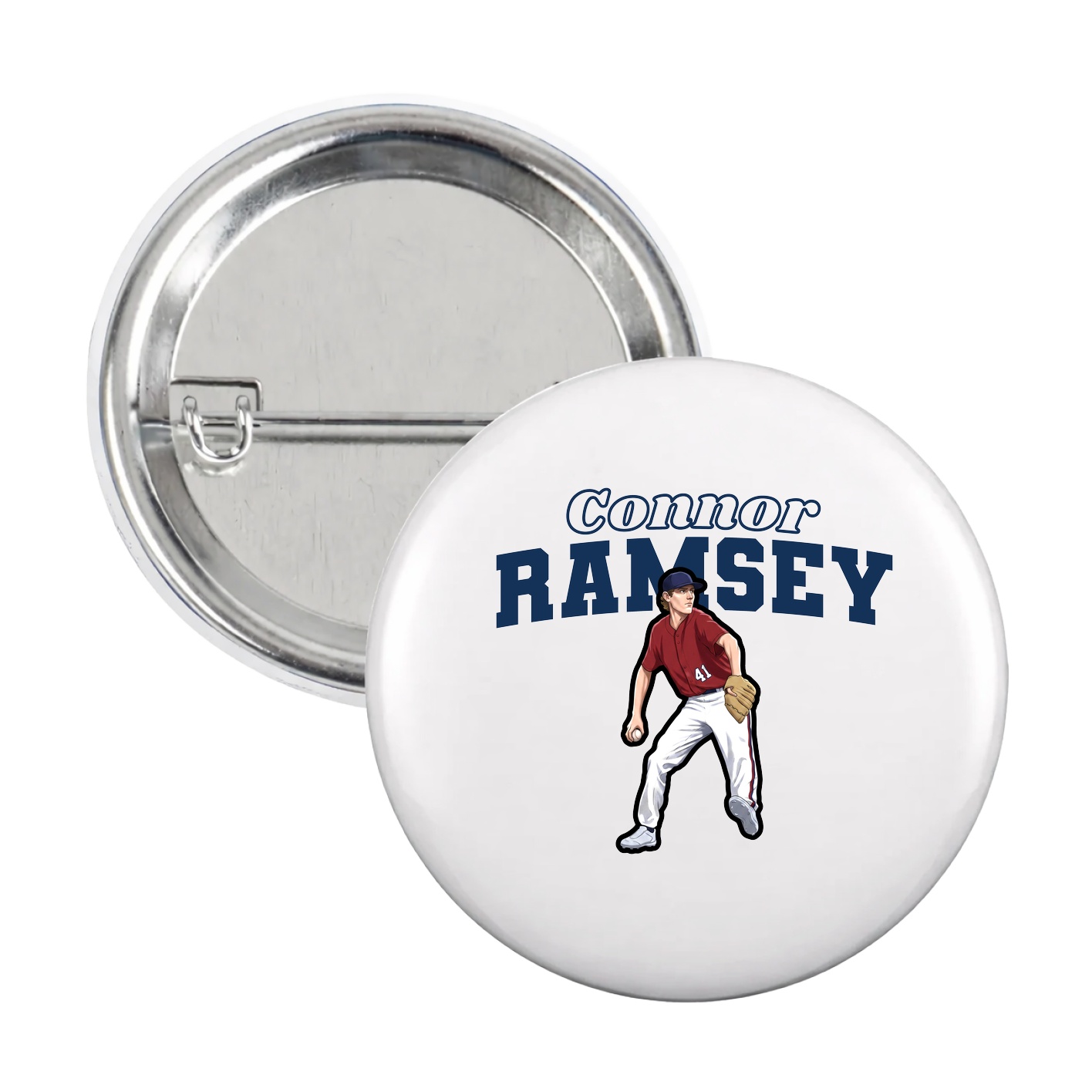 Game Day Button — Name Arch in White