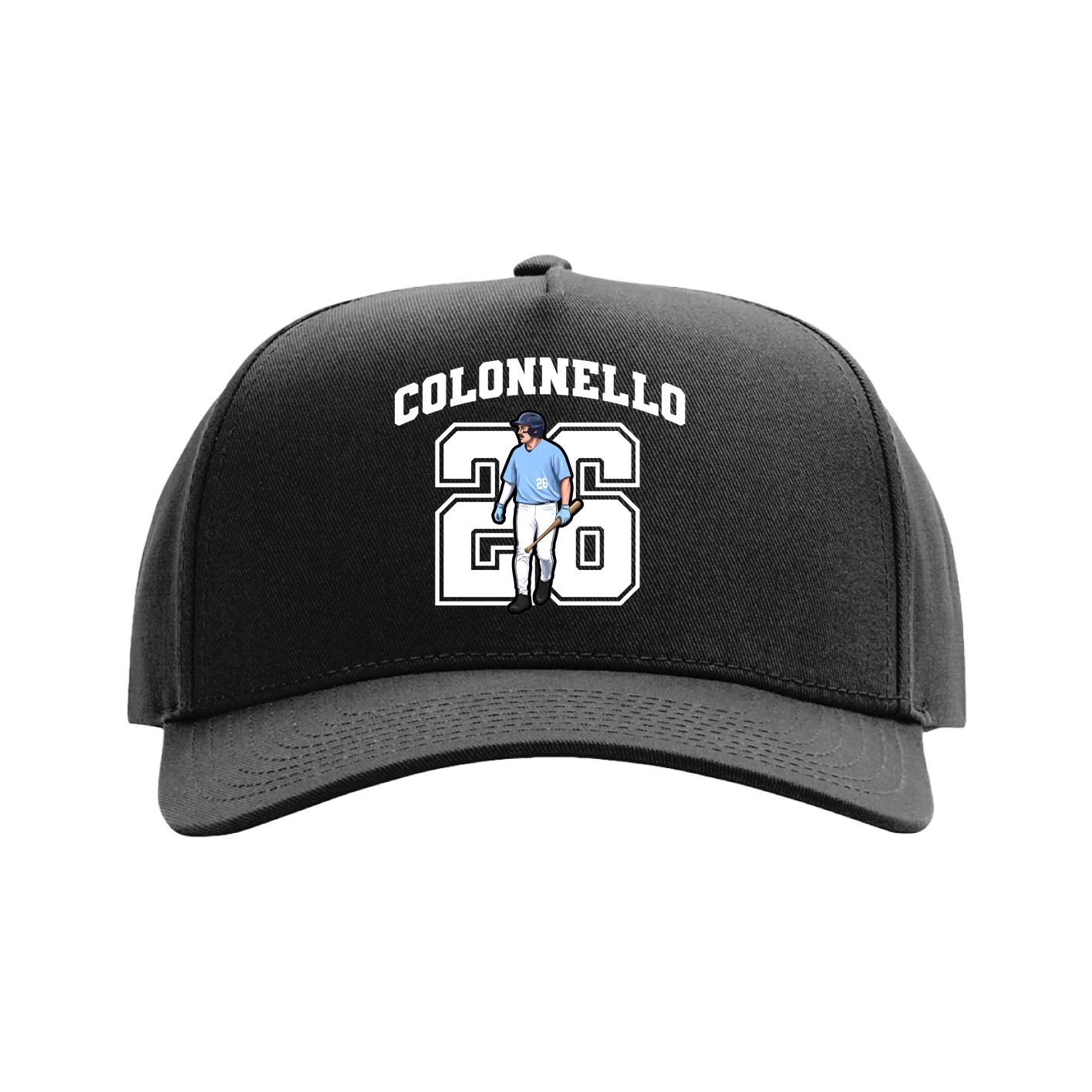 Full Fabric Five-Panel Champ Cap — Number in Black