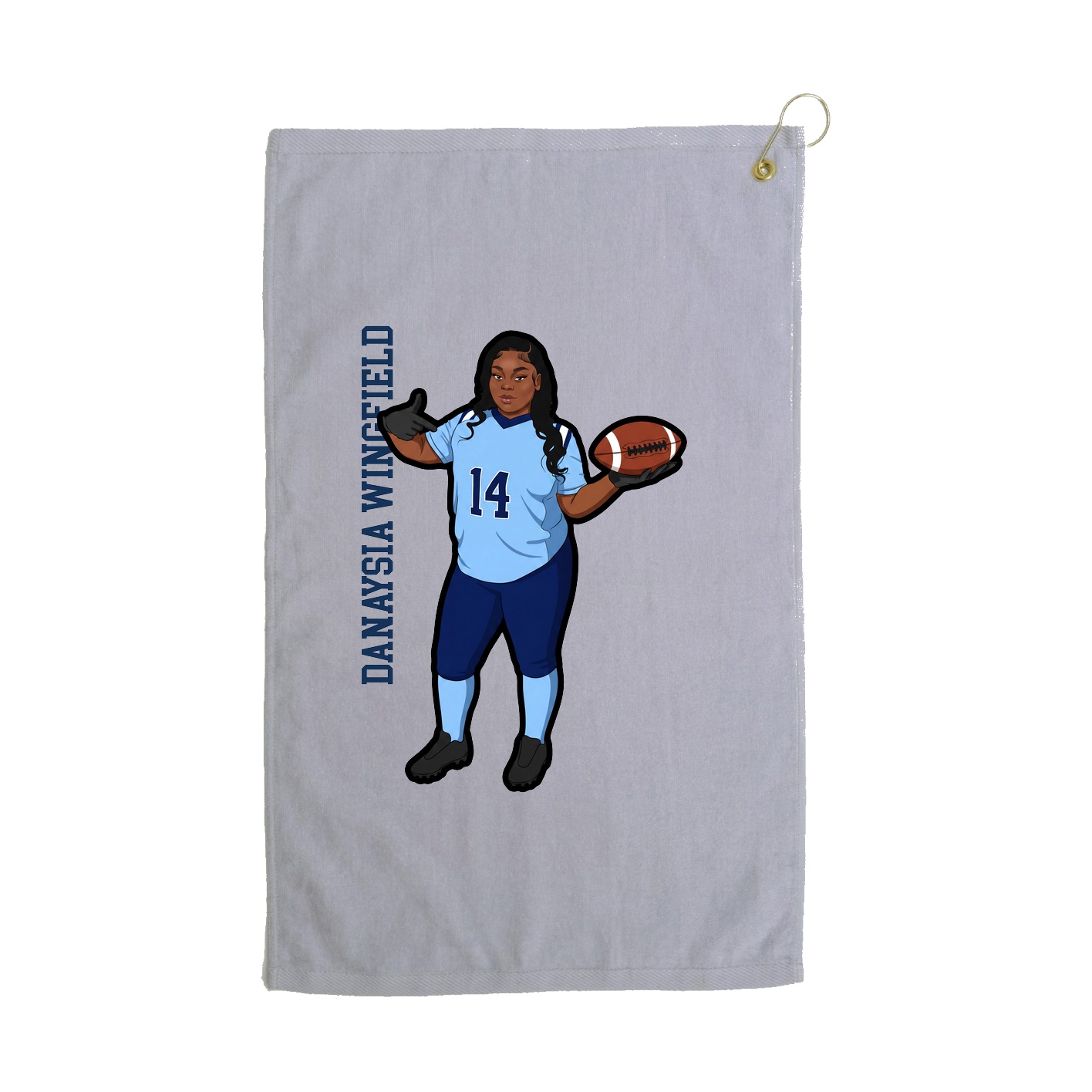 Golf Towel — Name Vertical in Grey