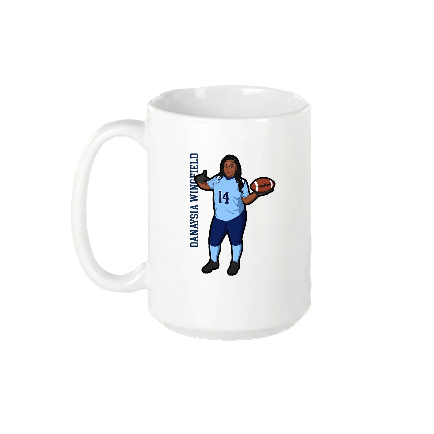 15oz Coffee Mug — Name Vertical in White