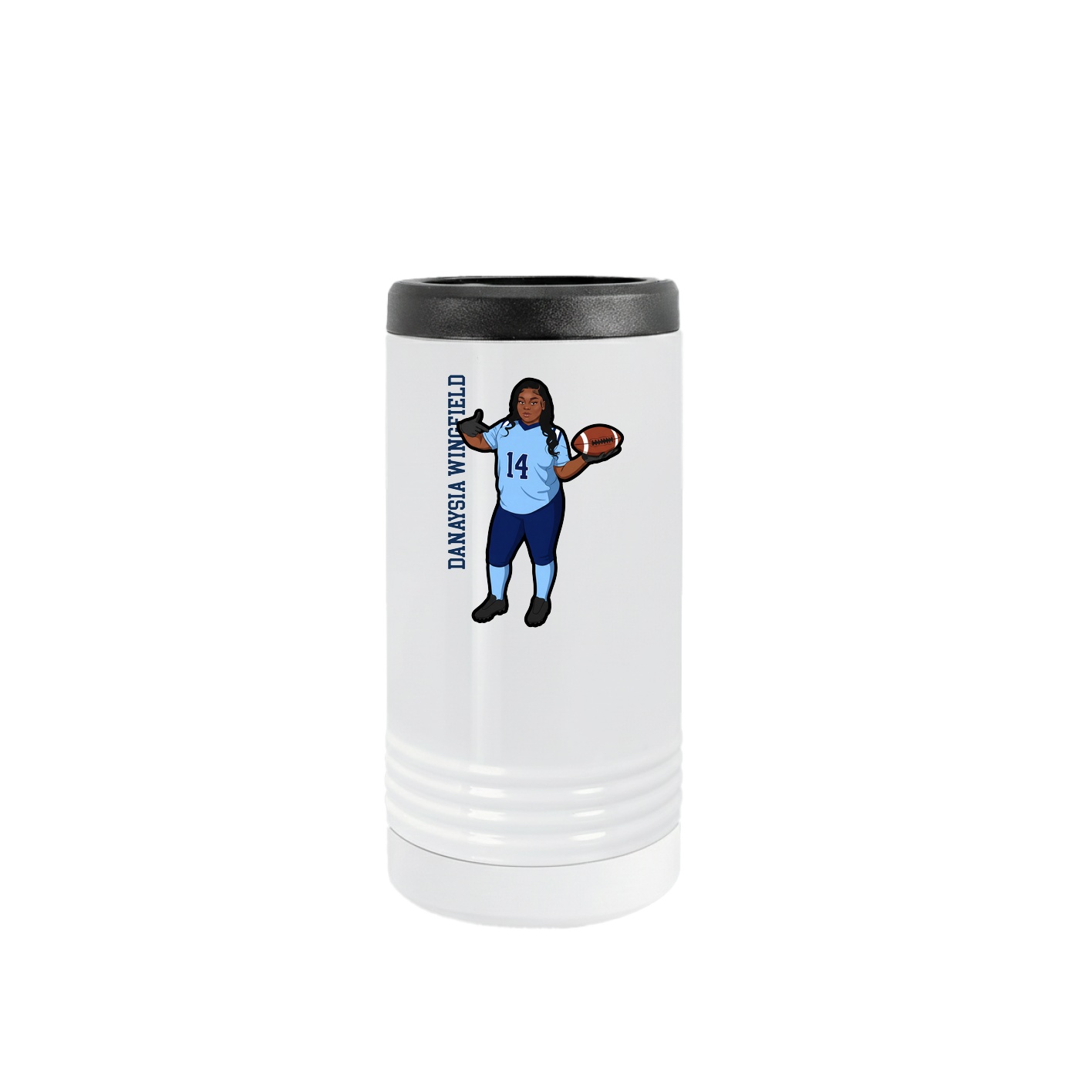 Slim Beverage Holder — Name Vertical in White
