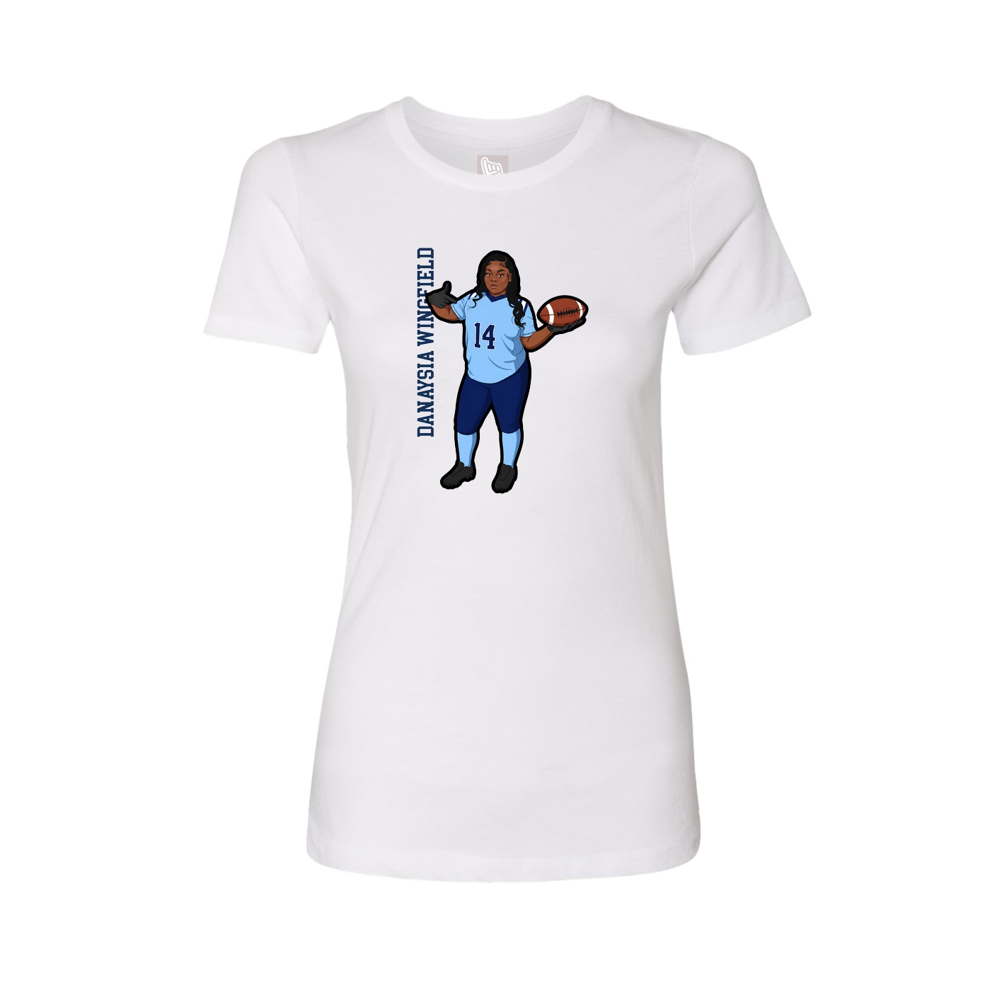 Fitted Women's Tee — Name Vertical in White