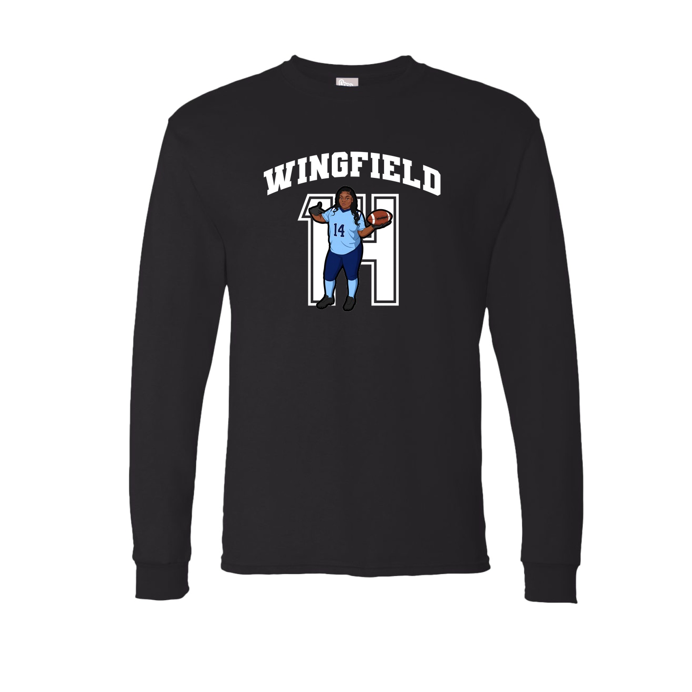Long Sleeve Tee — Number in Black