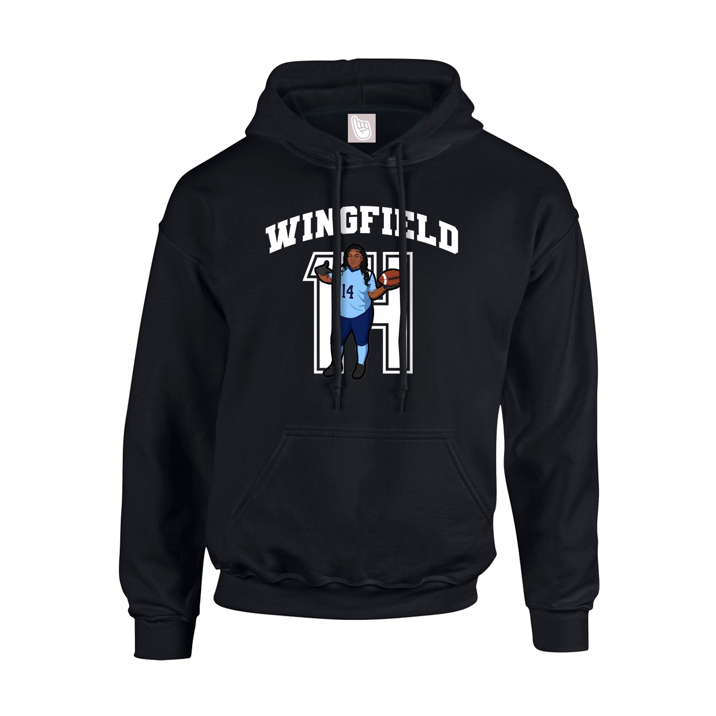 Youth Hoodie — Number in Black