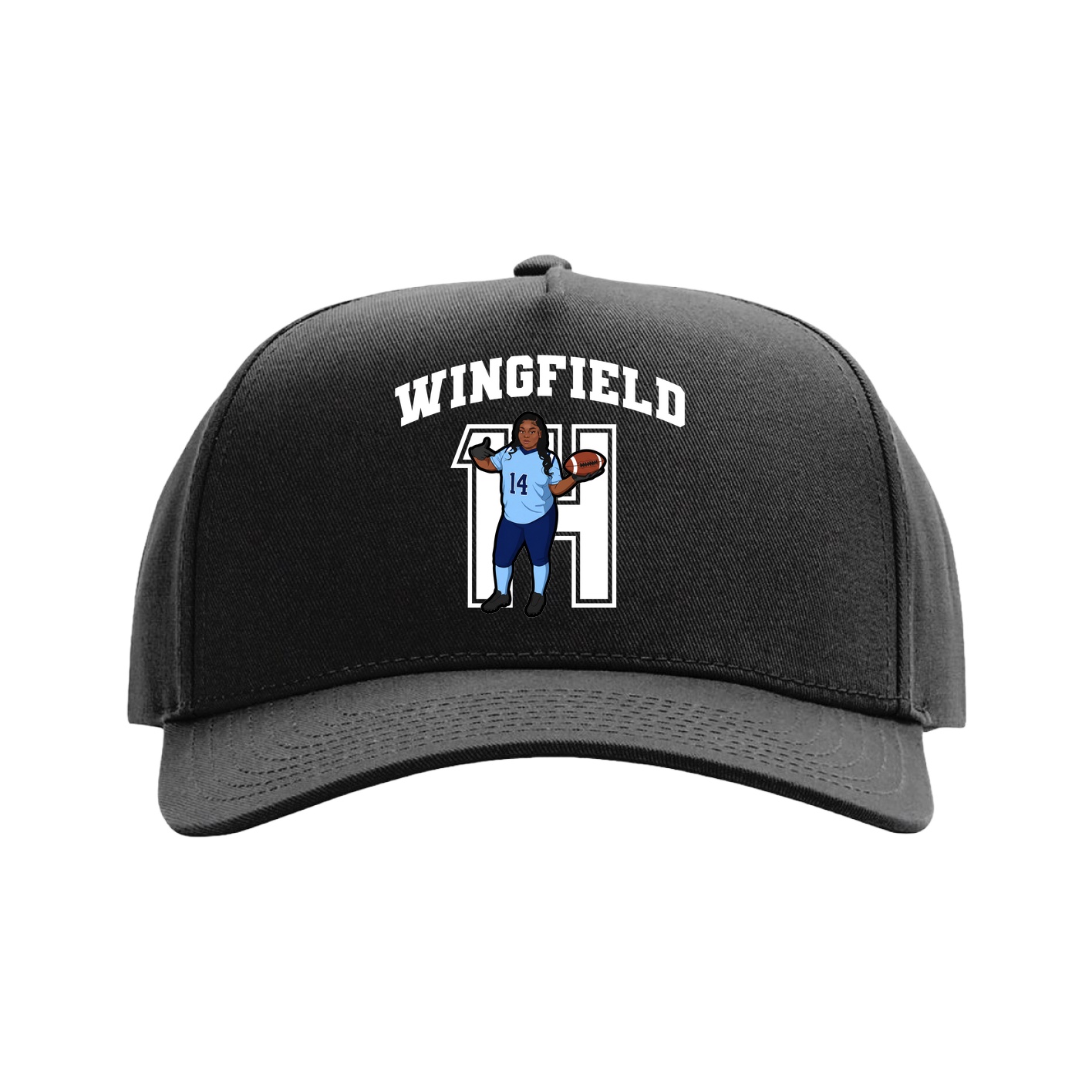 Full Fabric Five-Panel Champ Cap — Number in Black