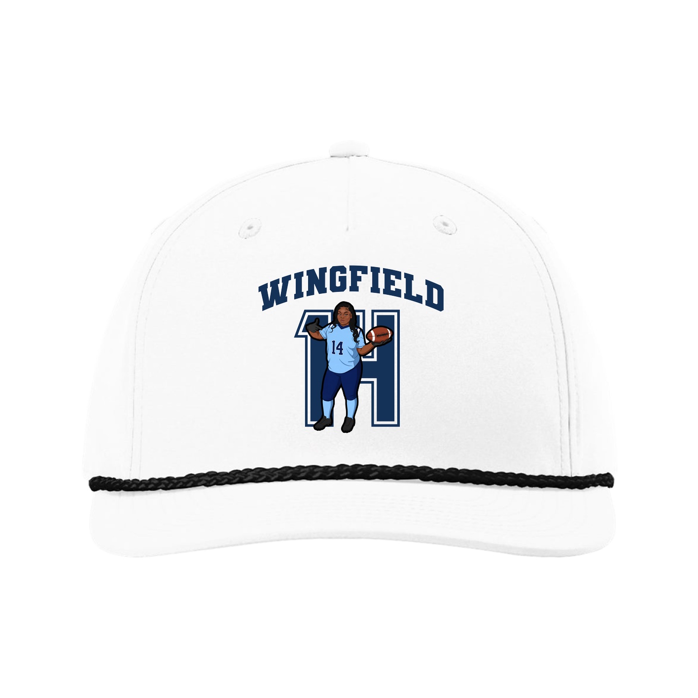 Five-Panel Classic Rope Cap — Number in White