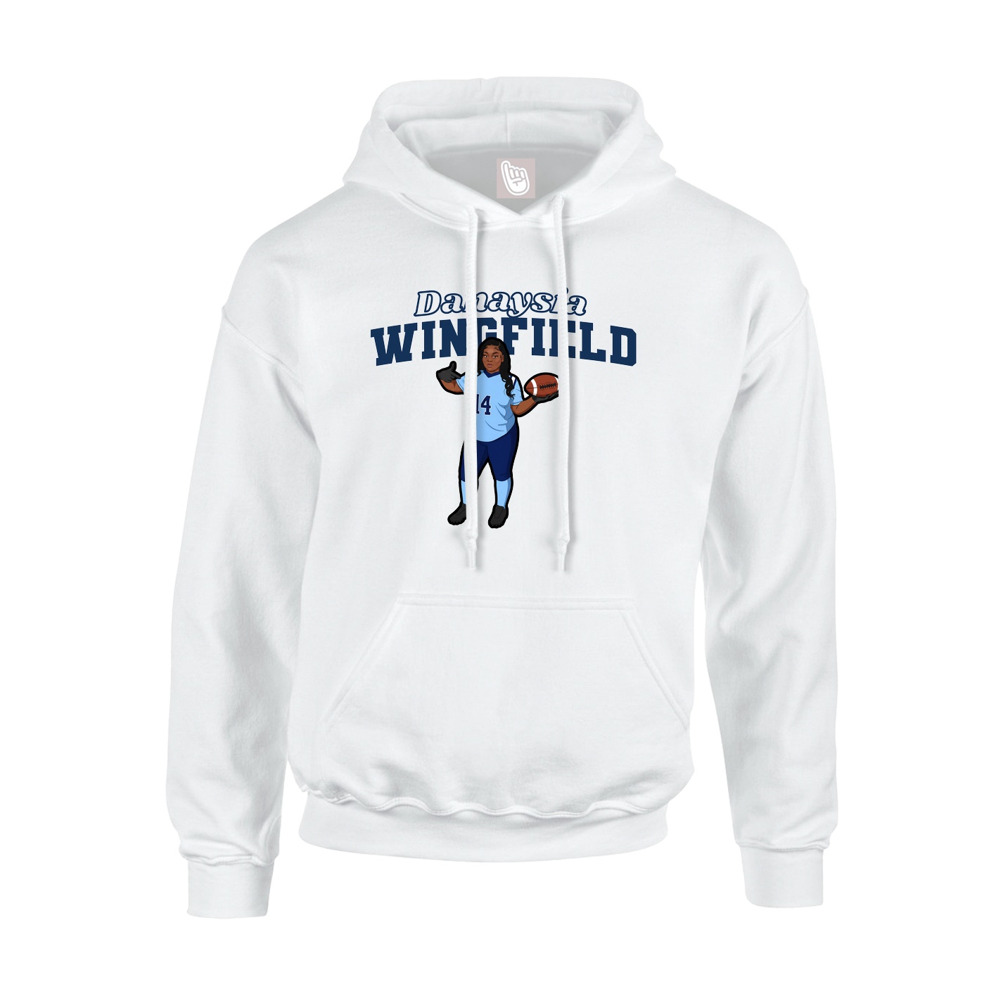 Youth Hoodie — Name Arch in White