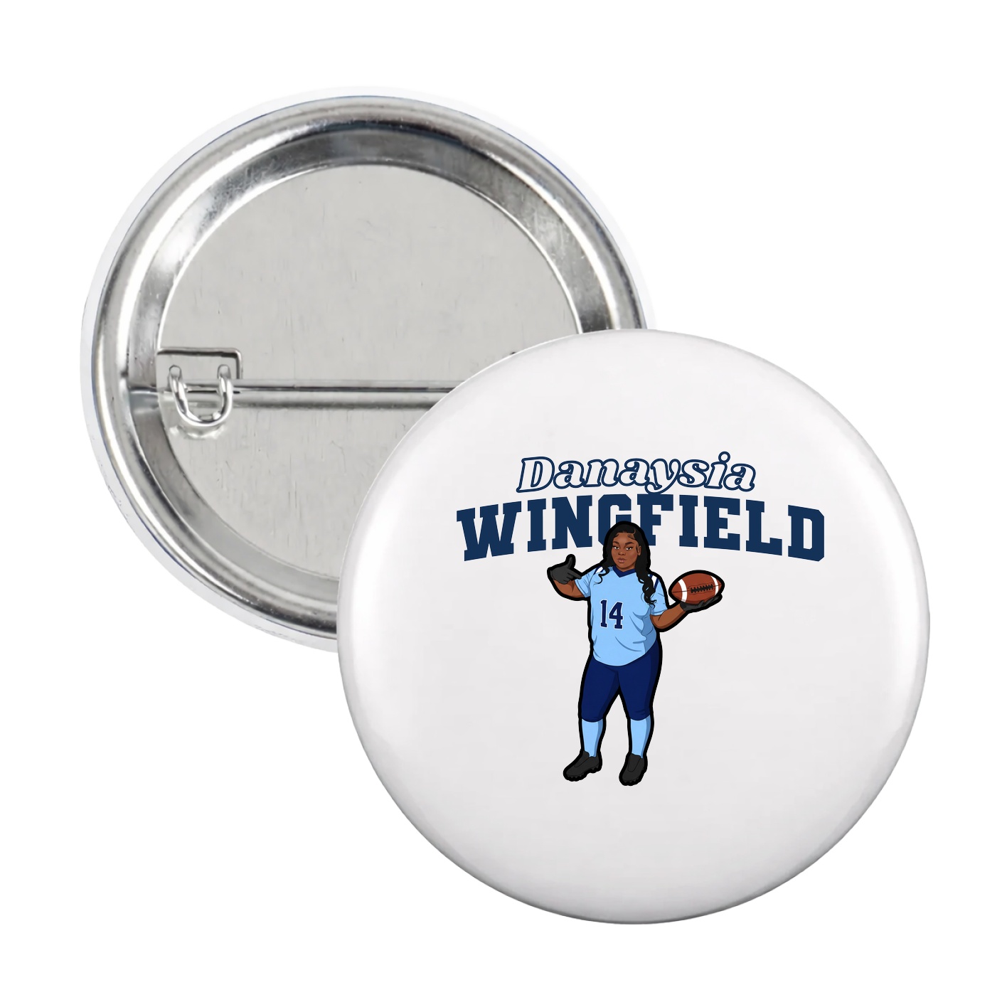 Game Day Button — Name Arch in White