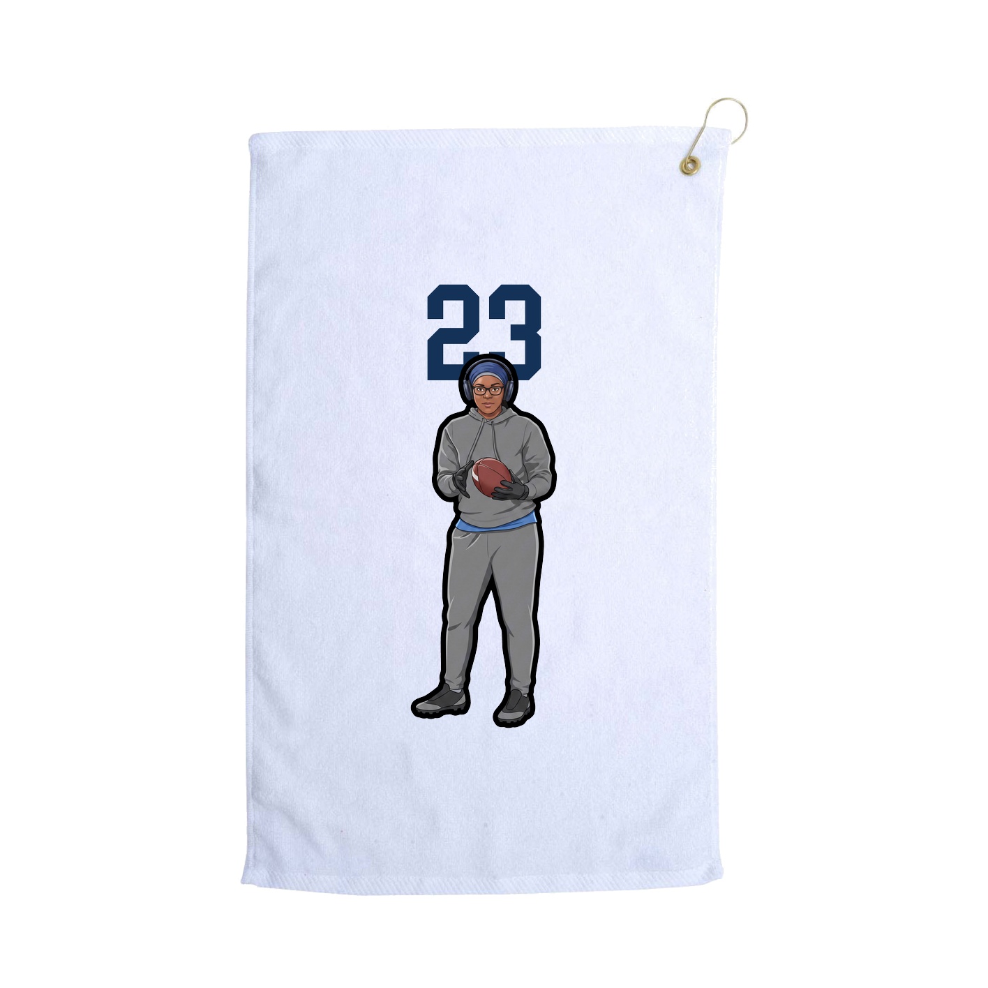 Golf Towel — Number Top in White