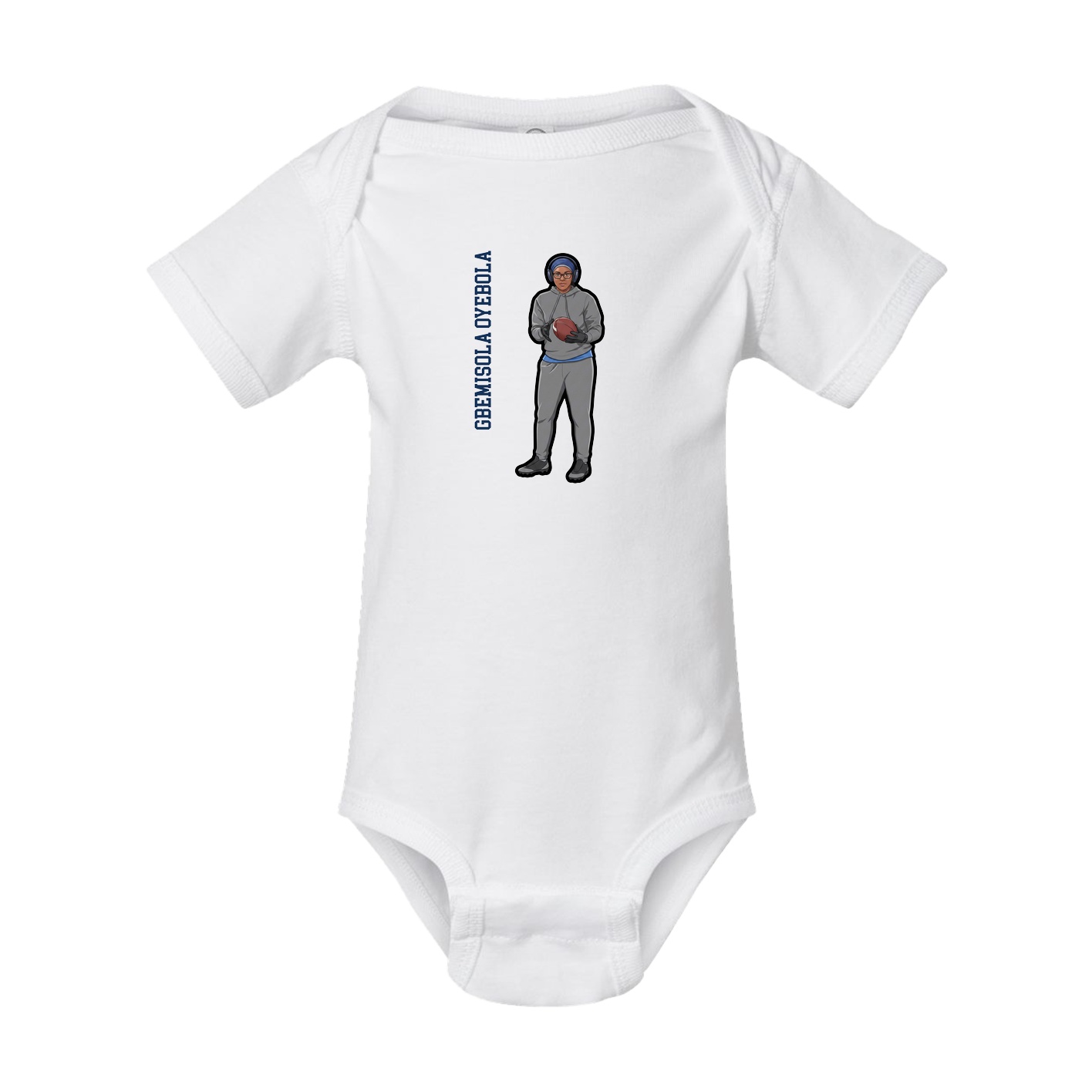 Baby Onesie — Name Vertical in White