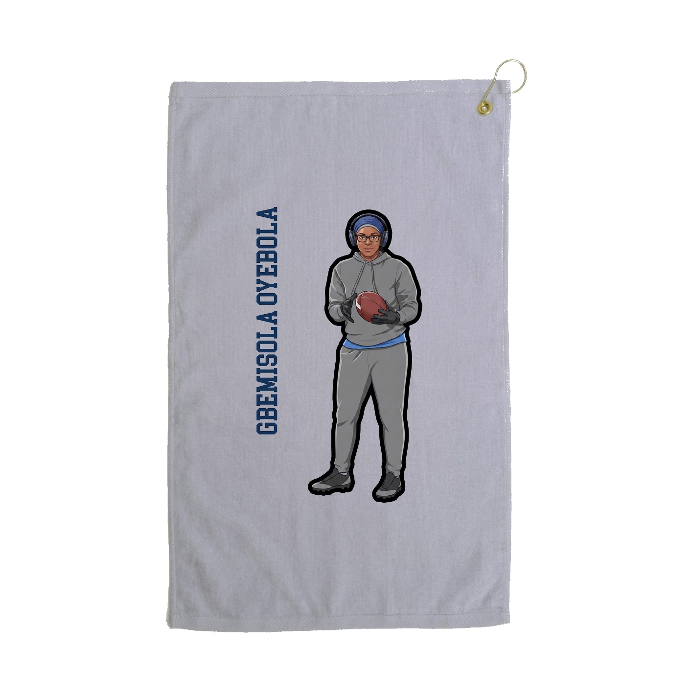 Golf Towel — Name Vertical in Grey