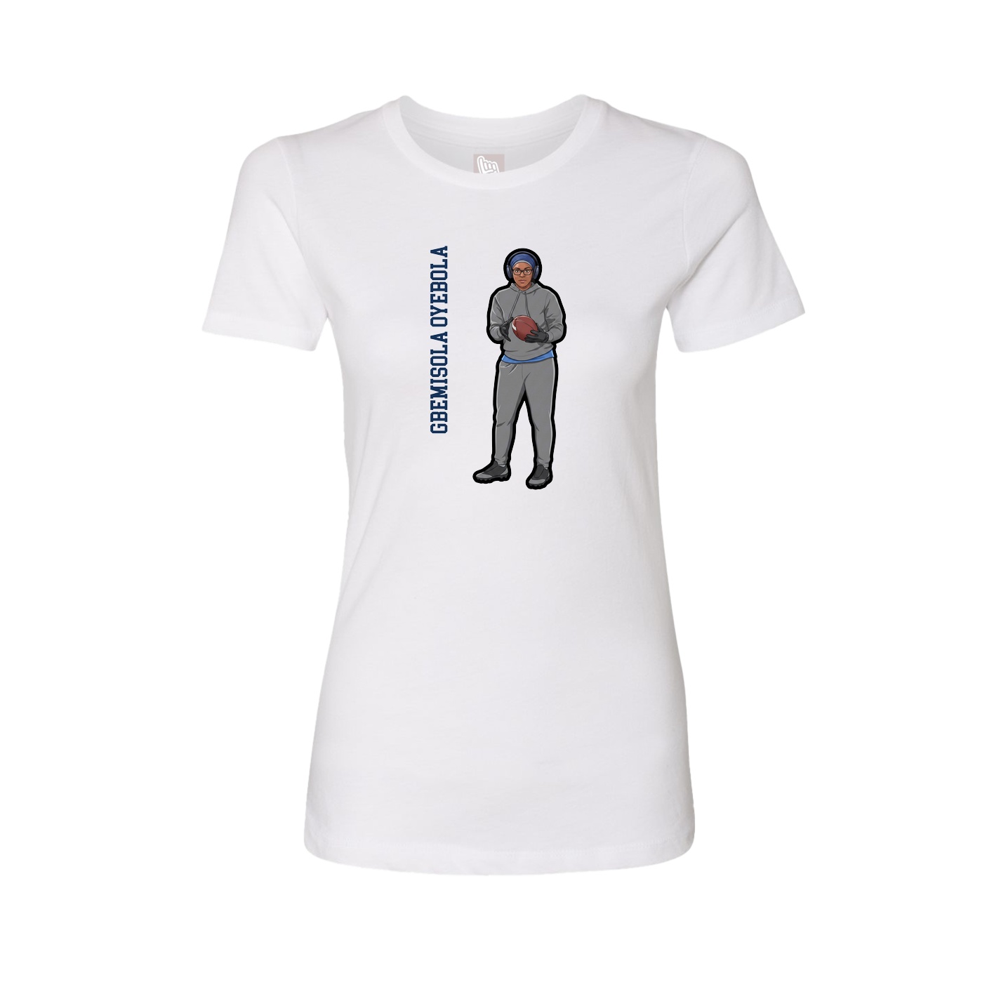 Fitted Women's Tee — Name Vertical in White