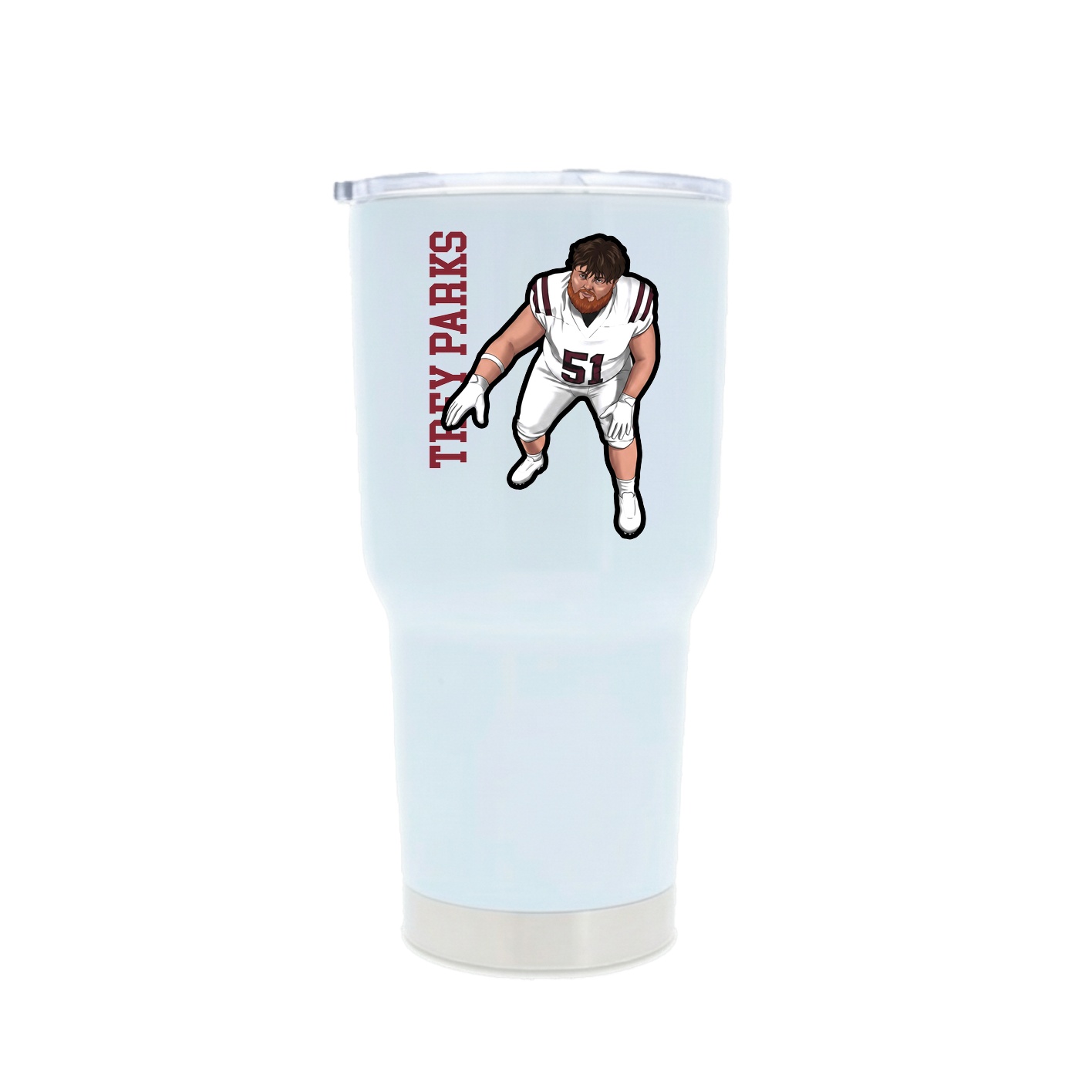 30oz Stainless Steel Tumbler — Name Vertical in White