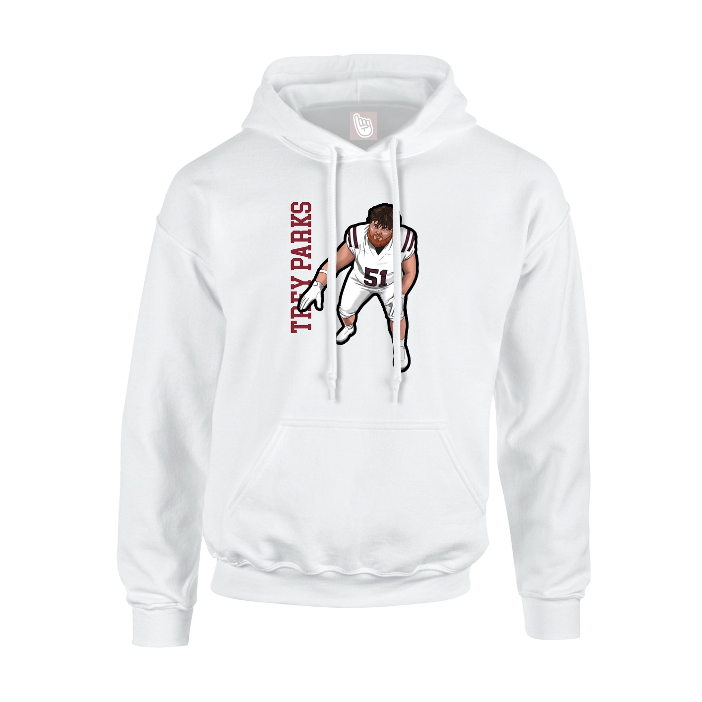 Youth Hoodie — Name Vertical in White