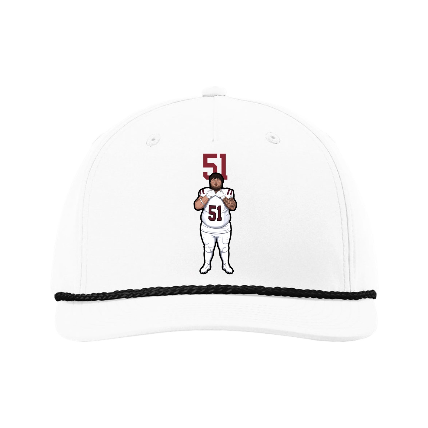 Five-Panel Classic Rope Cap — Number Top in White