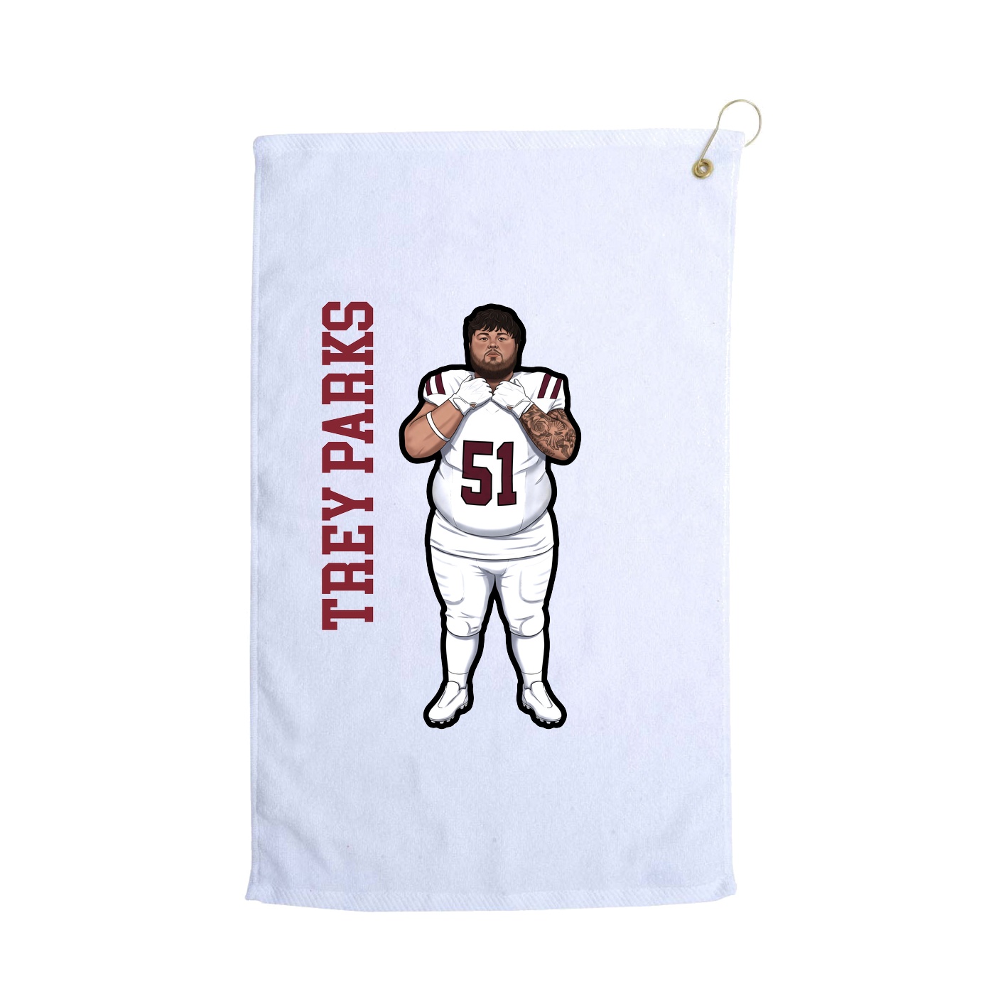 Golf Towel — Name Vertical in White