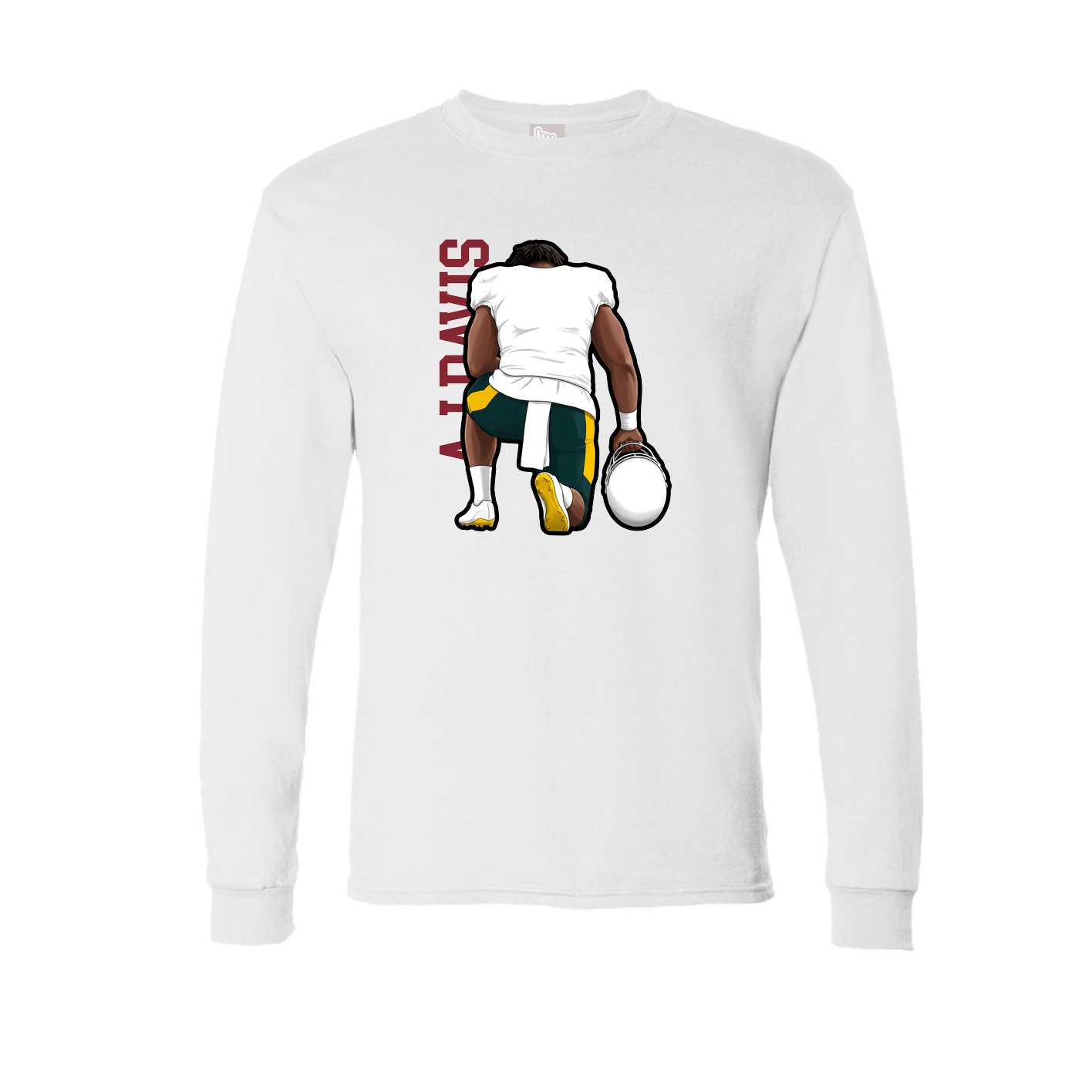Long Sleeve Tee — Name Vertical in White