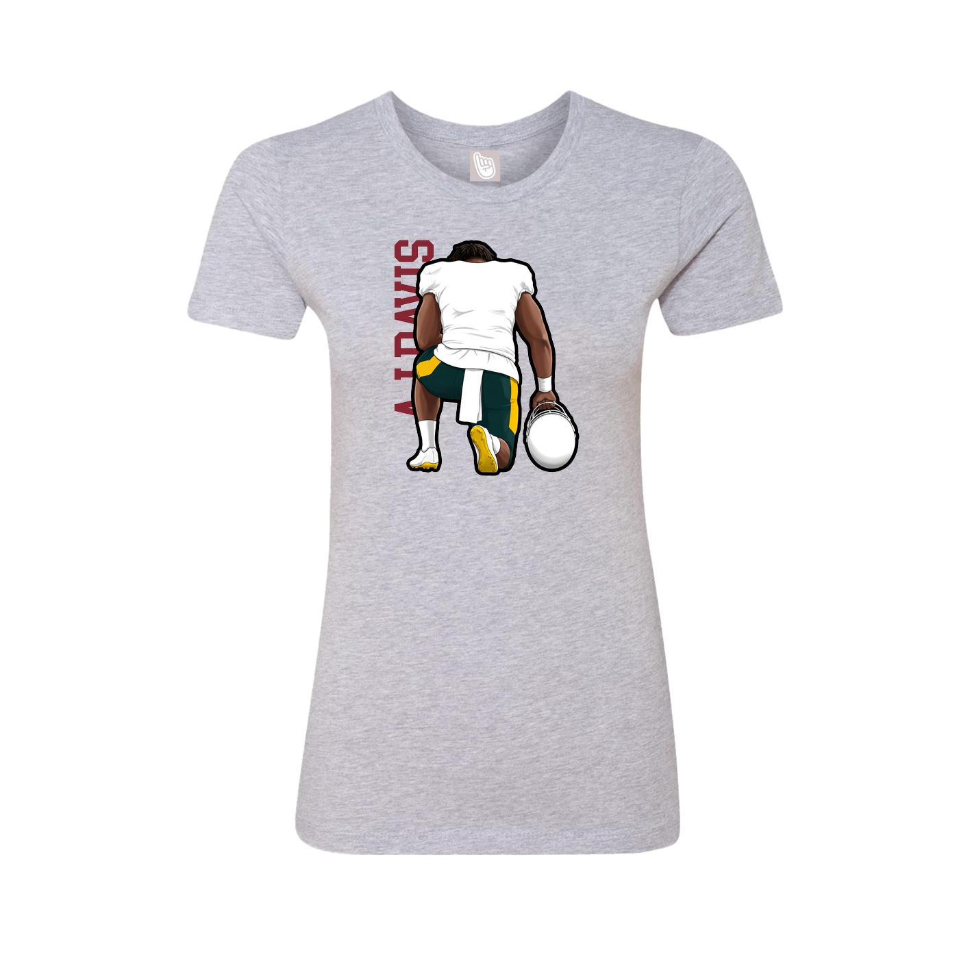 Fitted Women's Tee — Name Vertical in Grey