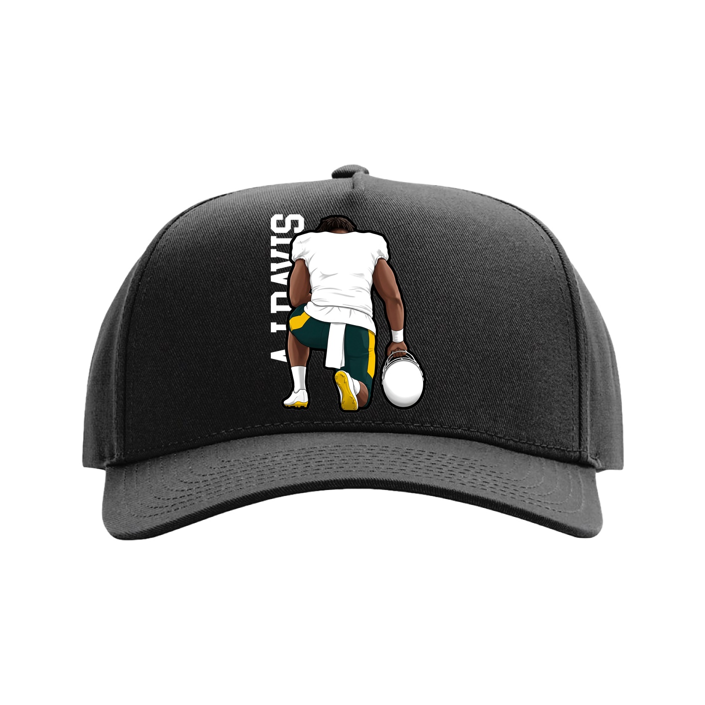 Full Fabric Five-Panel Champ Cap — Name Vertical in Black