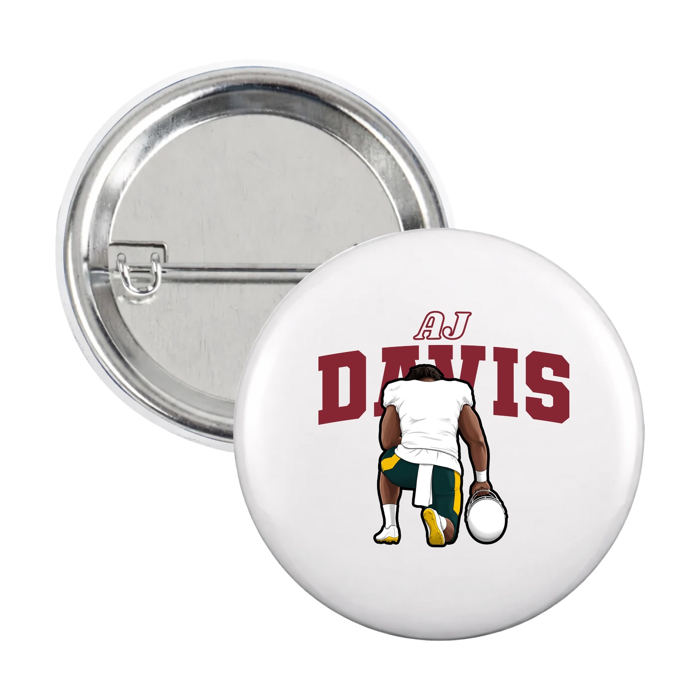 Game Day Button — Name Arch in White