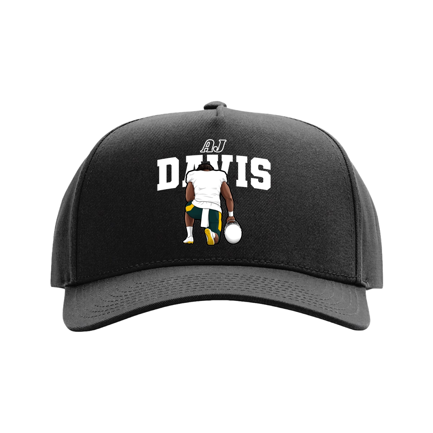 Full Fabric Five-Panel Champ Cap — Name Arch in Black