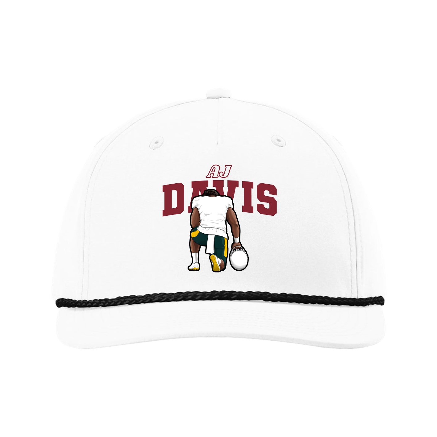 Five-Panel Classic Rope Cap — Name Arch in White