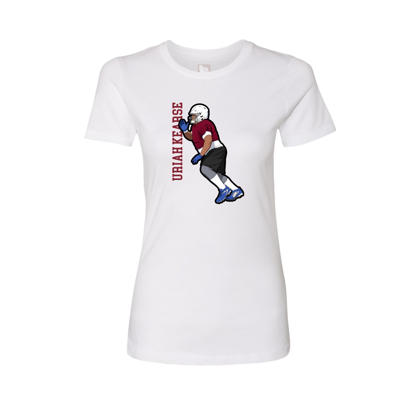 Fitted Women's Tee — Name Vertical in White