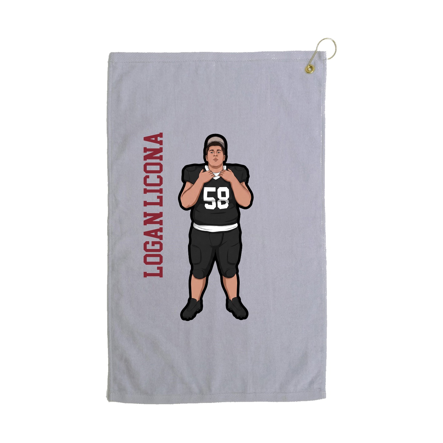 Golf Towel — Name Vertical in Grey