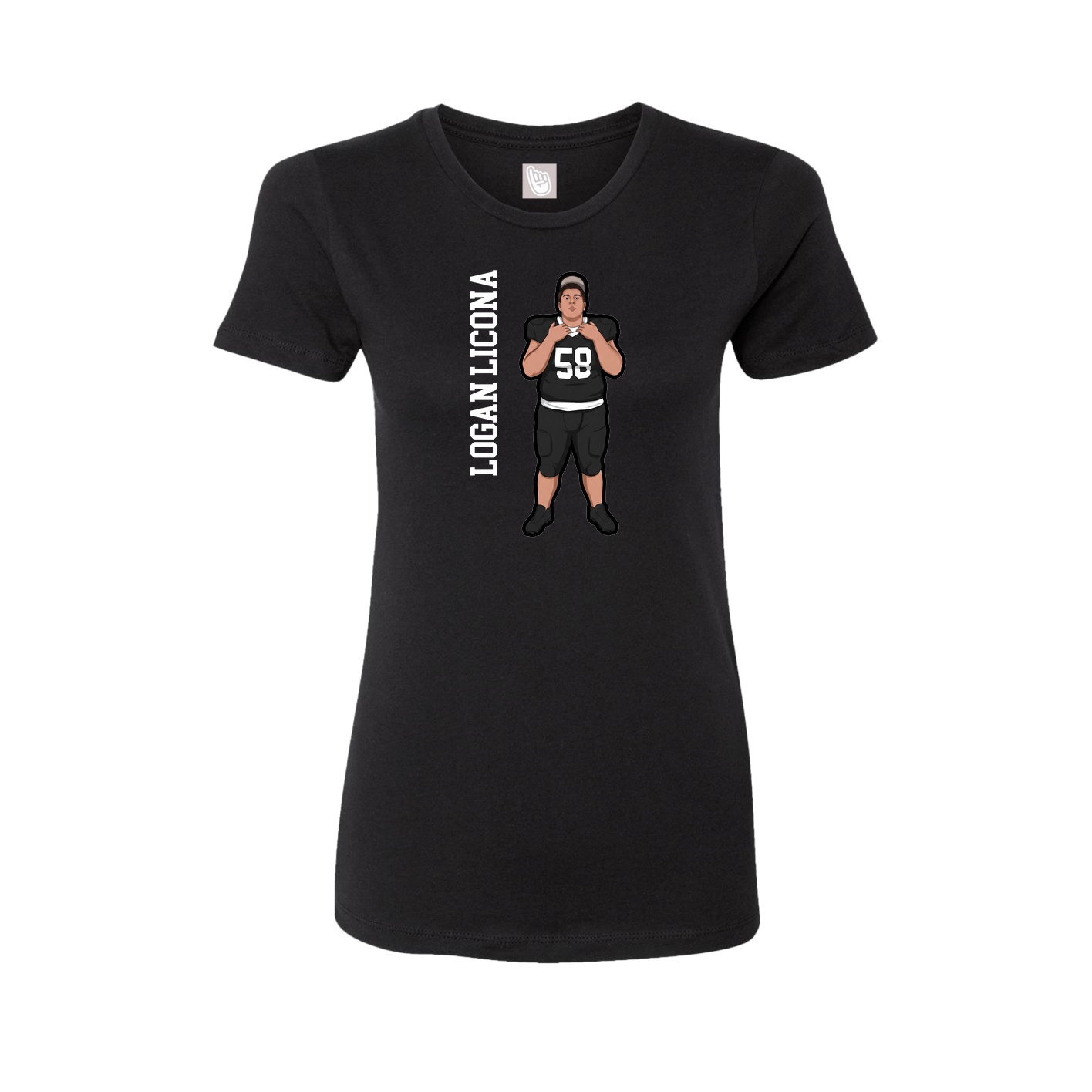 Fitted Women's Tee — Name Vertical in Black