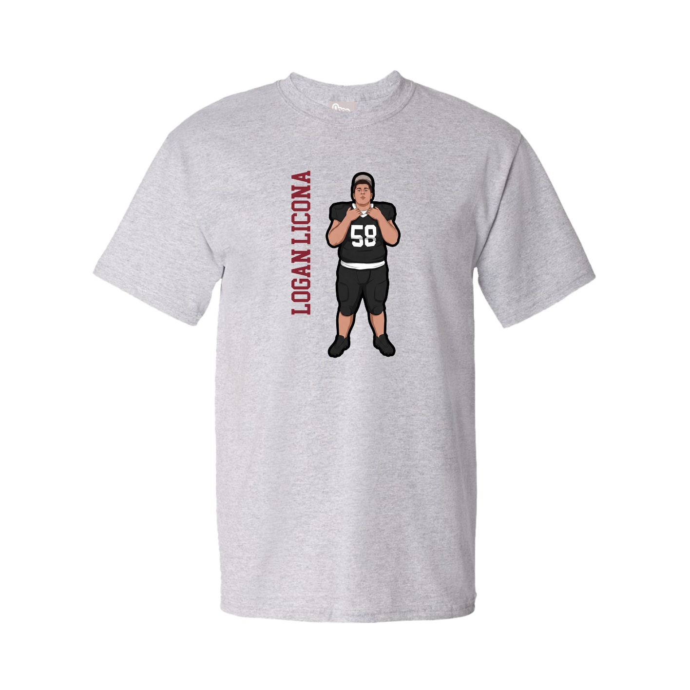 Youth Tee — Name Vertical in Grey